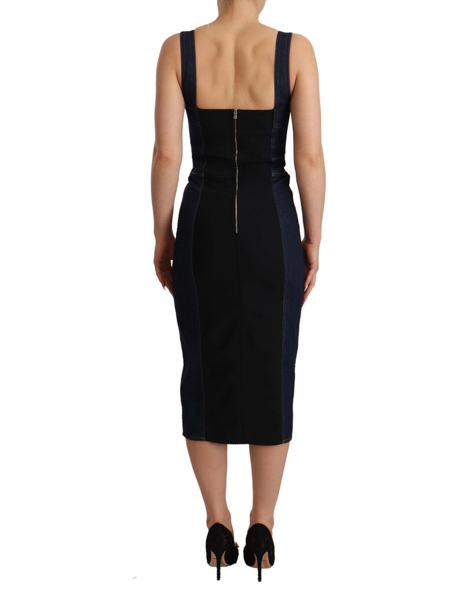 Gorgeous Dolce &amp; Gabbana Denim Sleeveless Sheath Midi Dress 38 IT Women