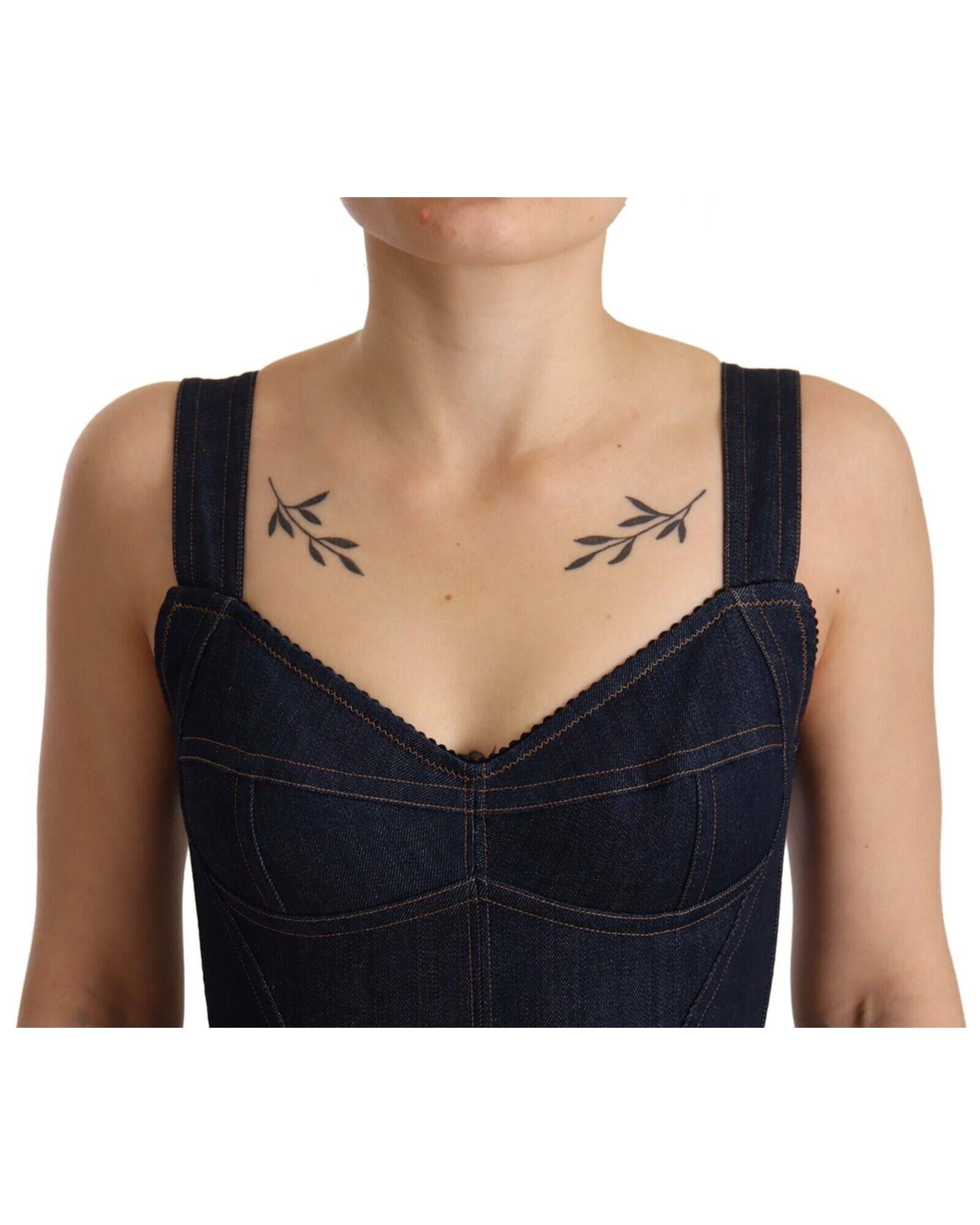 Gorgeous Dolce &amp; Gabbana Denim Sleeveless Sheath Midi Dress 38 IT Women