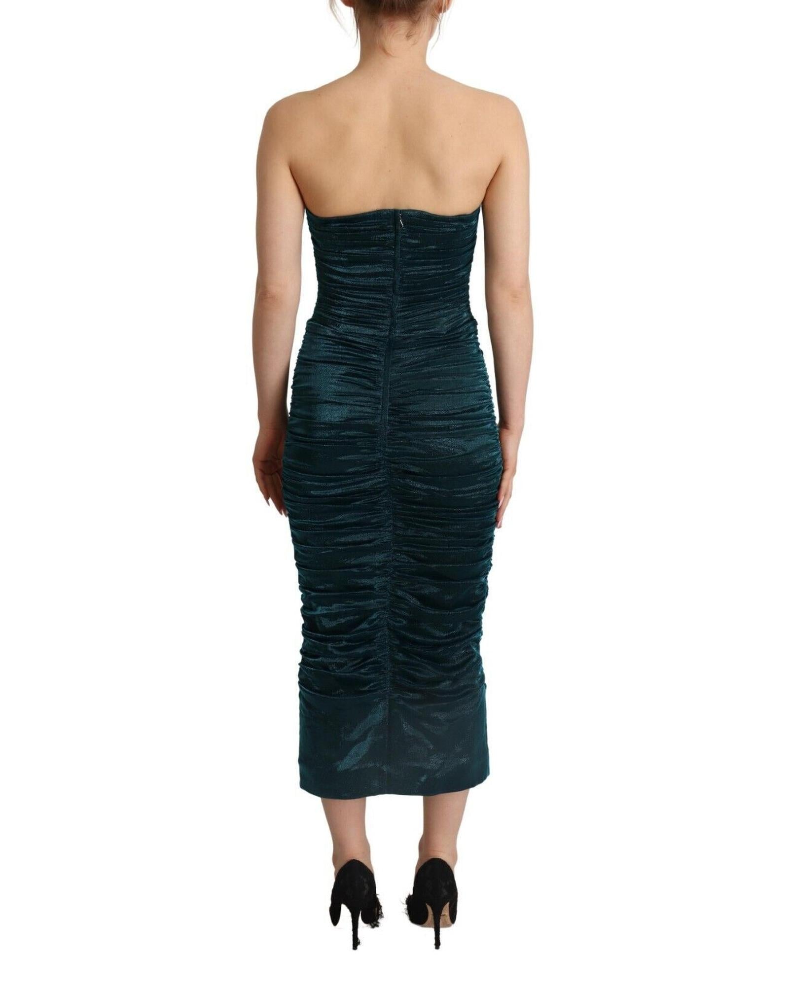 Gorgeous Dolce &amp; Gabbana Turquoise Satin Midi Dress 40 IT Women