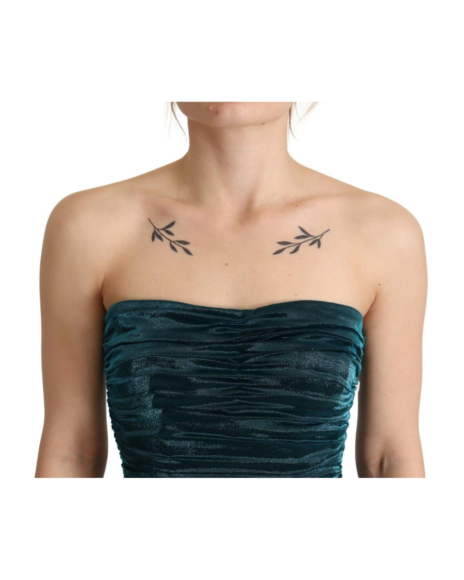 Gorgeous Dolce &amp; Gabbana Turquoise Satin Midi Dress 40 IT Women
