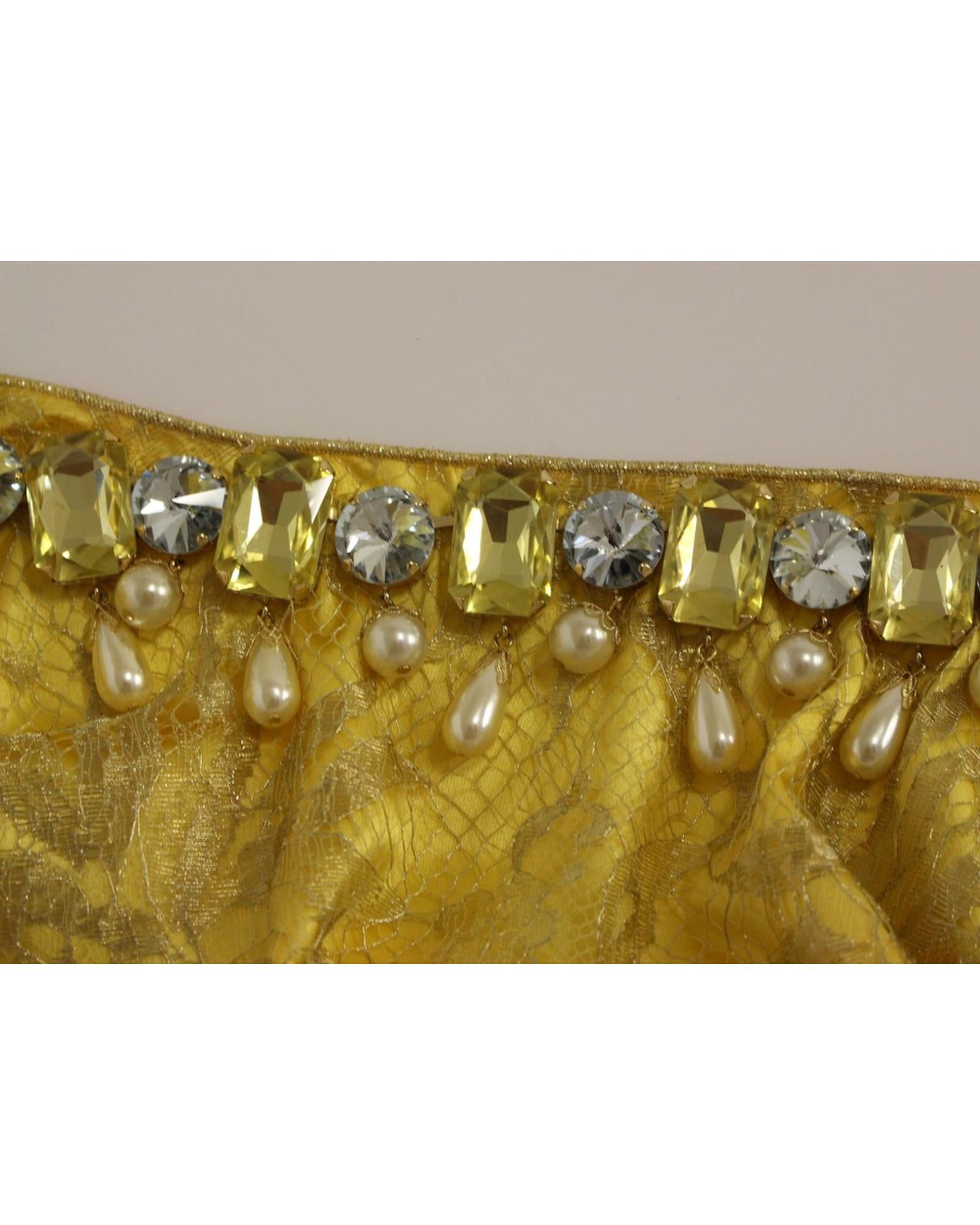 Yellow Lace Crystal Sheath Dress by Dolce &amp; Gabbana 38 IT Women