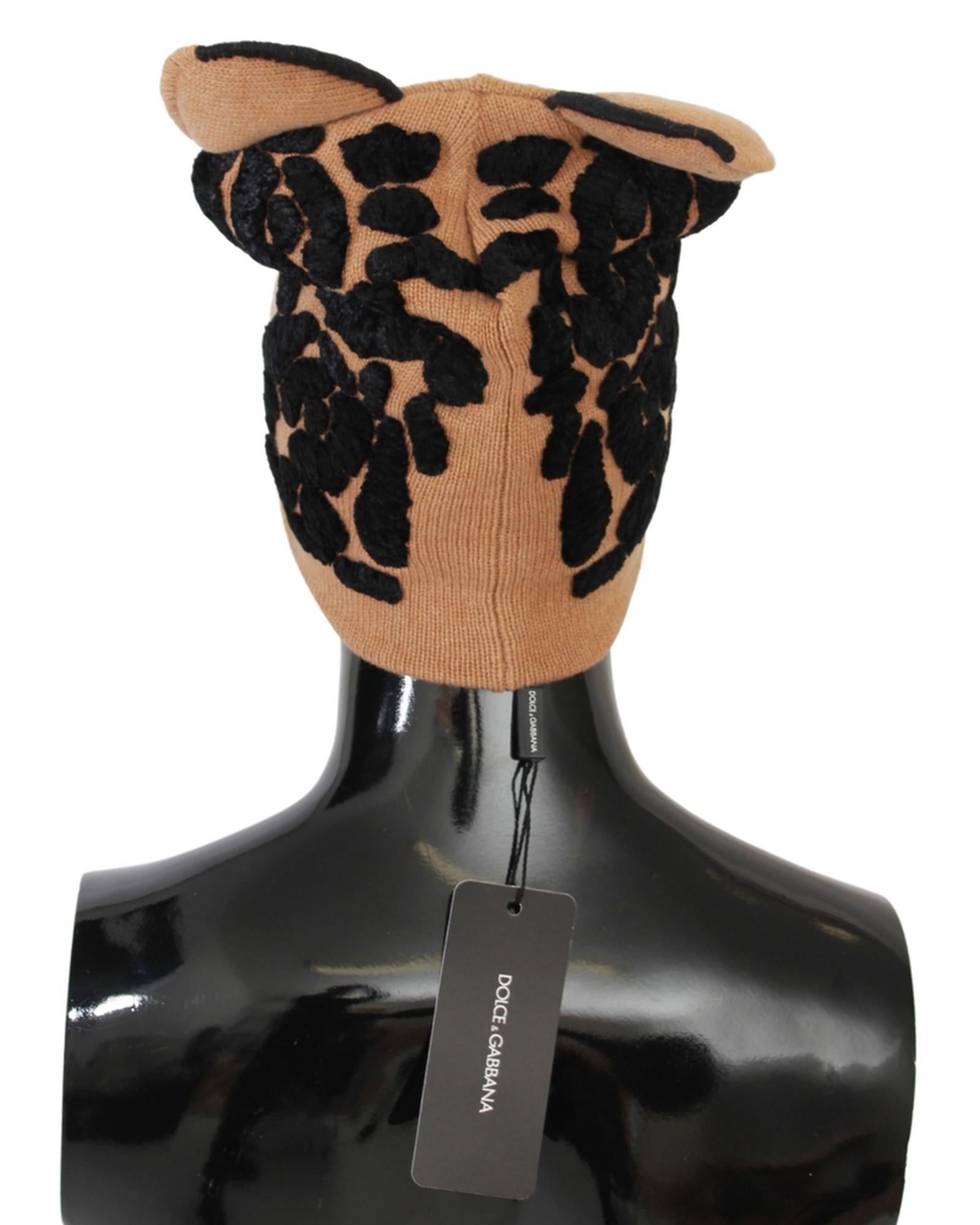 New Dolce &amp; Gabbana Beanie Cap with Embroidered Detail One Size Women