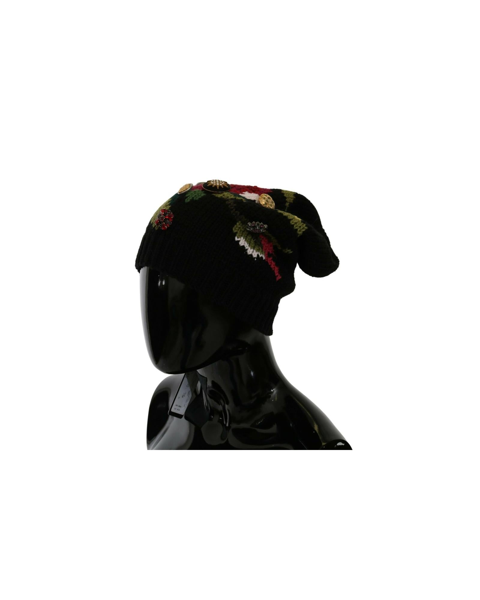 Floral Knitted Wool Beanie by Dolce &amp; Gabbana One Size Women