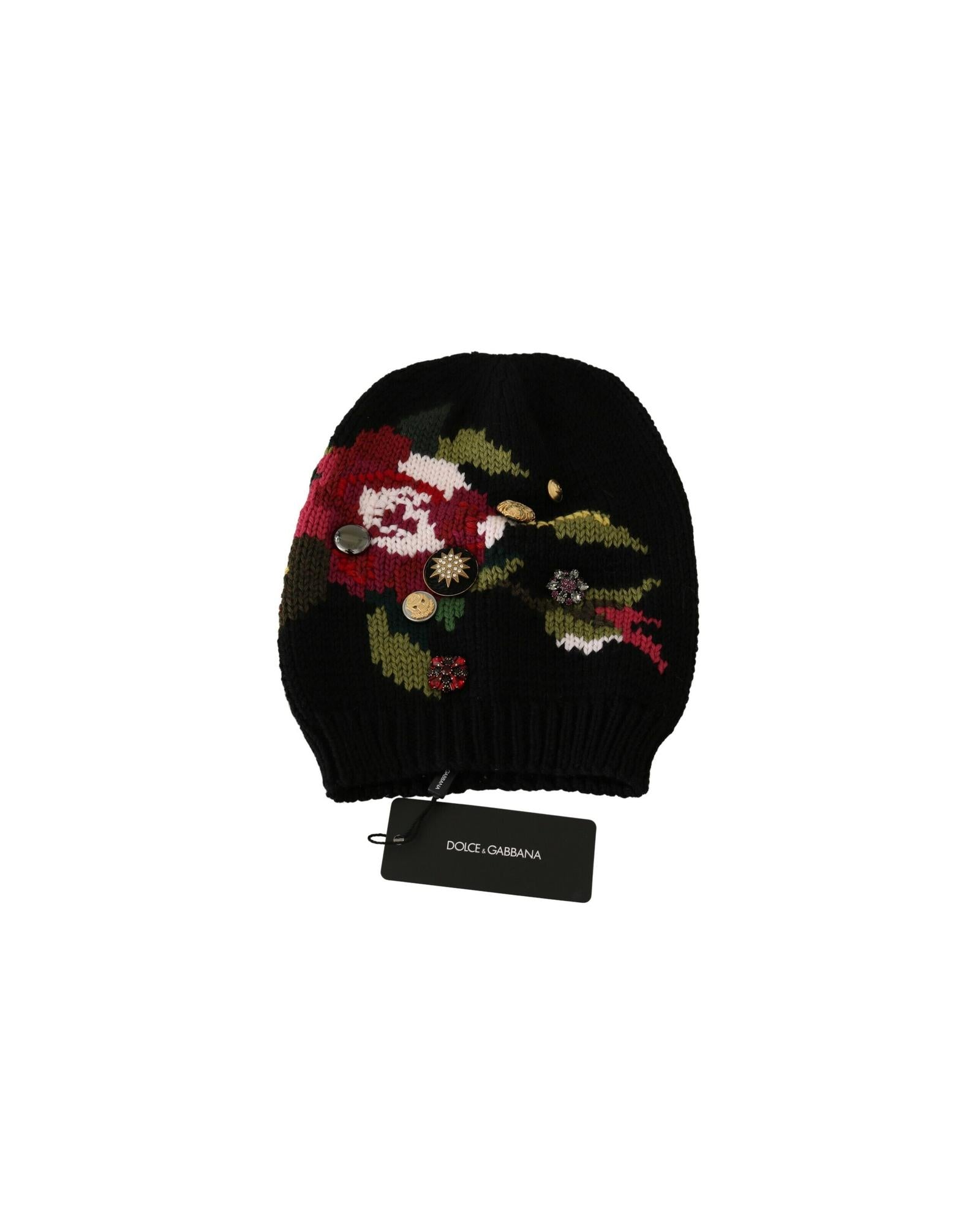Floral Knitted Wool Beanie by Dolce &amp; Gabbana One Size Women