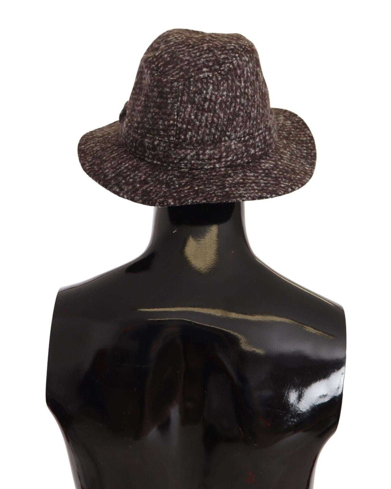 Authentic Dolce &amp; Gabbana Gray Melange Tweed Hat 57 cm Women