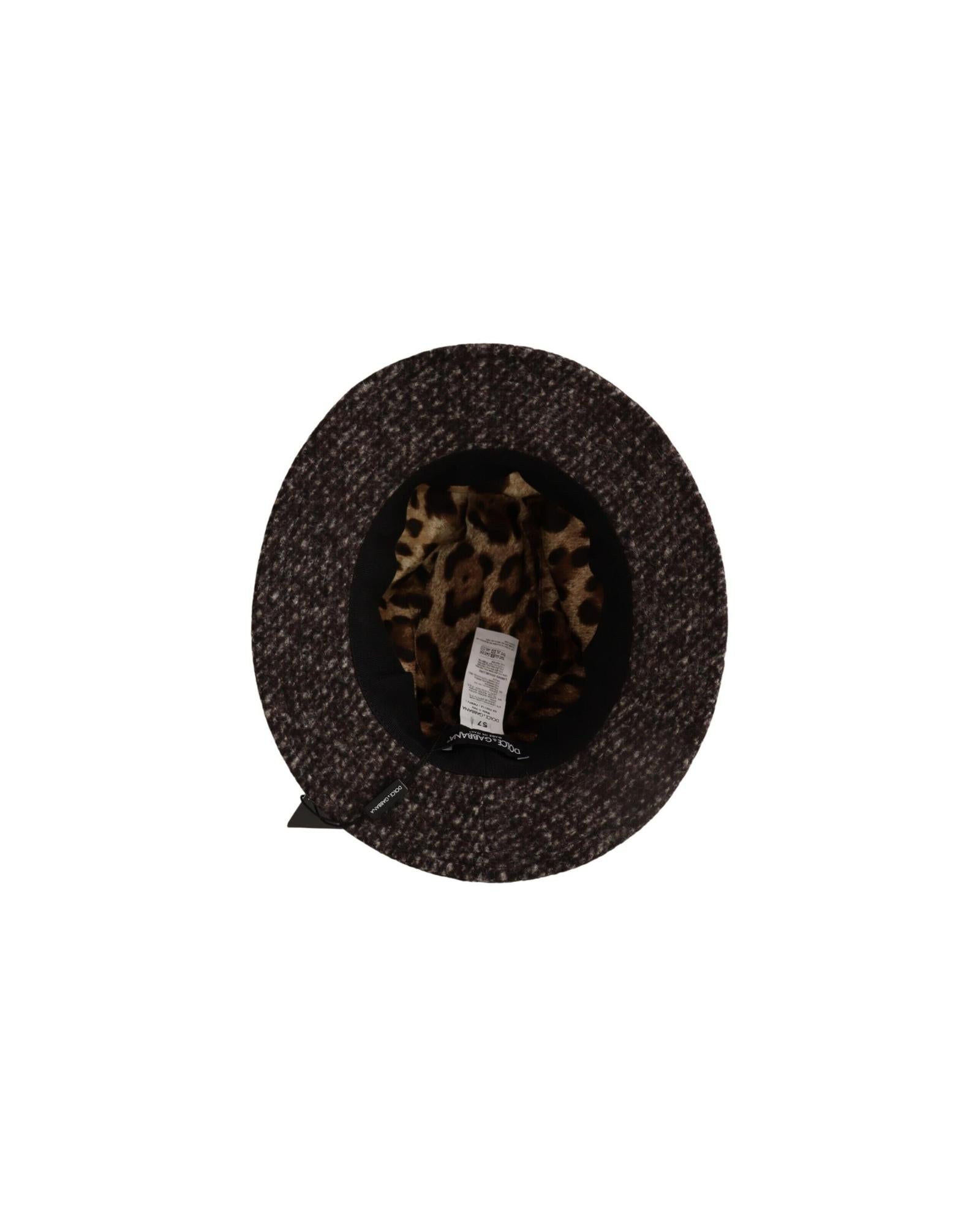 Authentic Dolce &amp; Gabbana Gray Melange Tweed Hat 57 cm Women