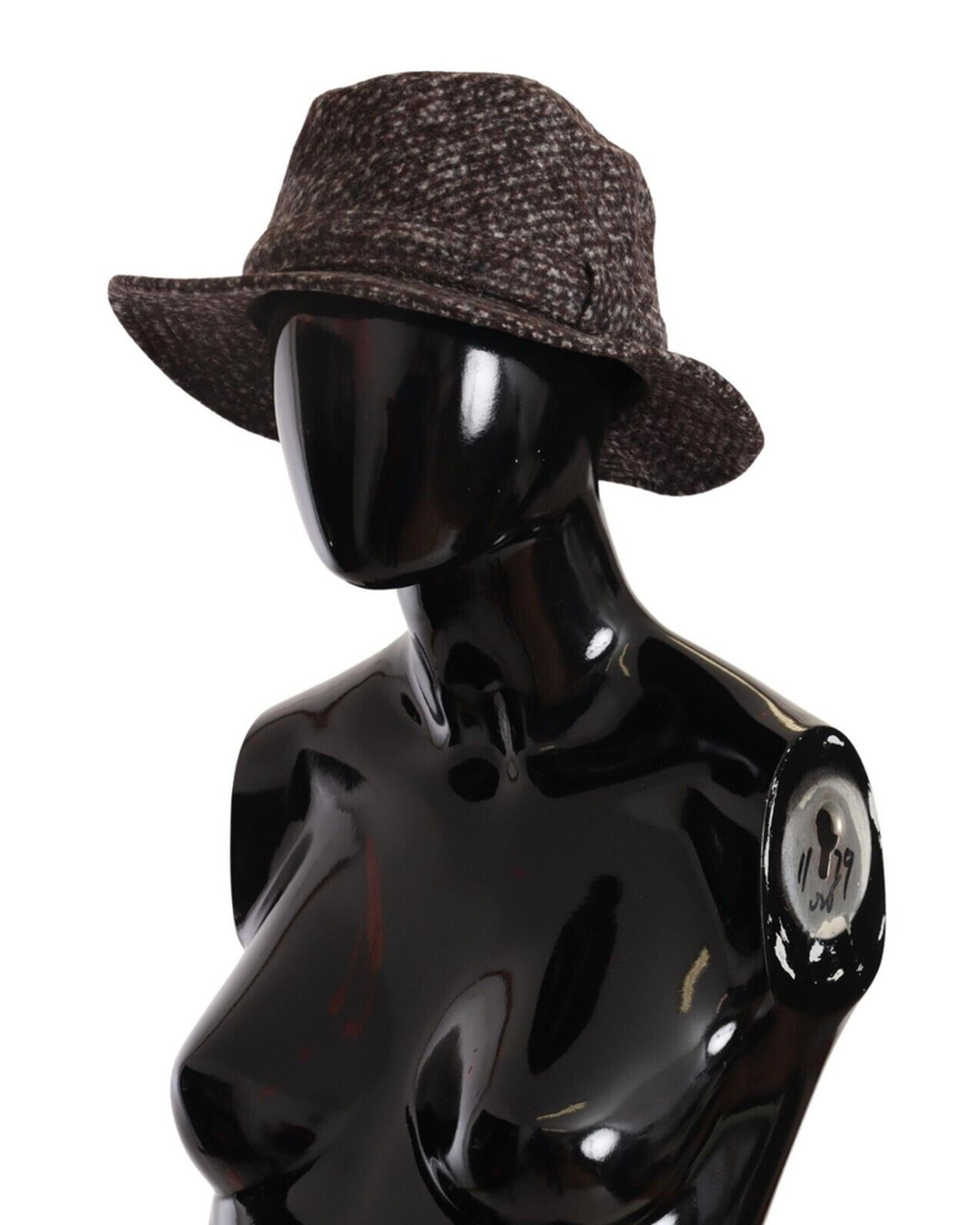 Authentic Dolce &amp; Gabbana Gray Melange Tweed Hat 57 cm Women