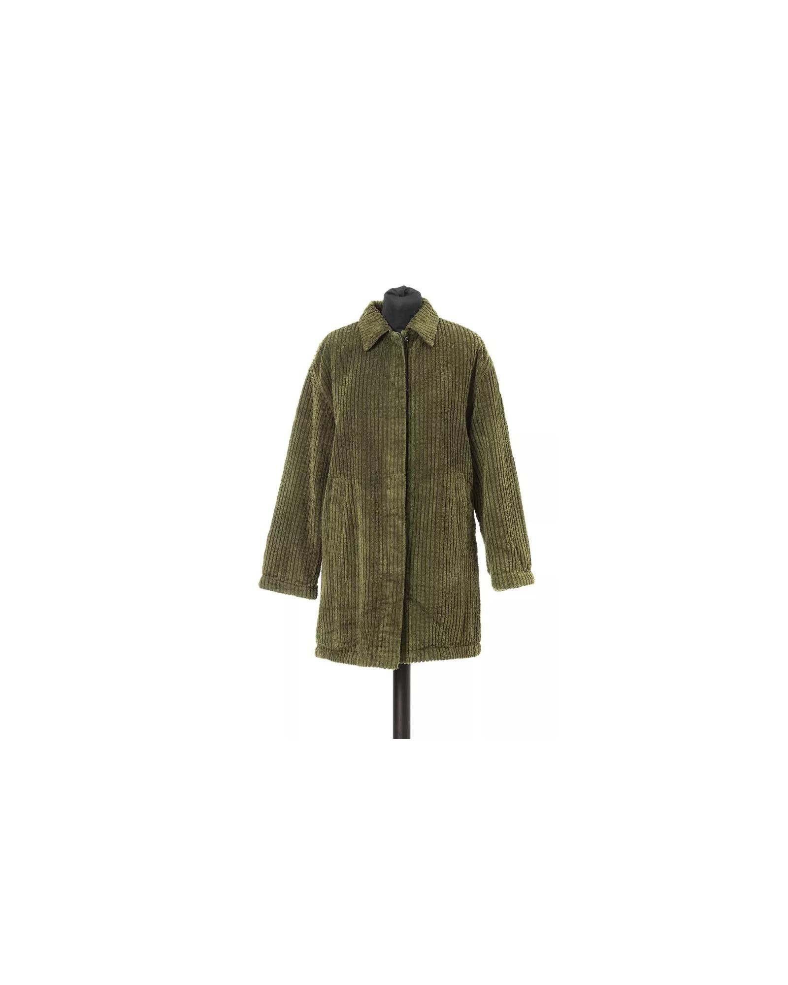 Wide Ribbed Jacket with Teddy Fur Padding and Logo Button Closure 42 IT Women