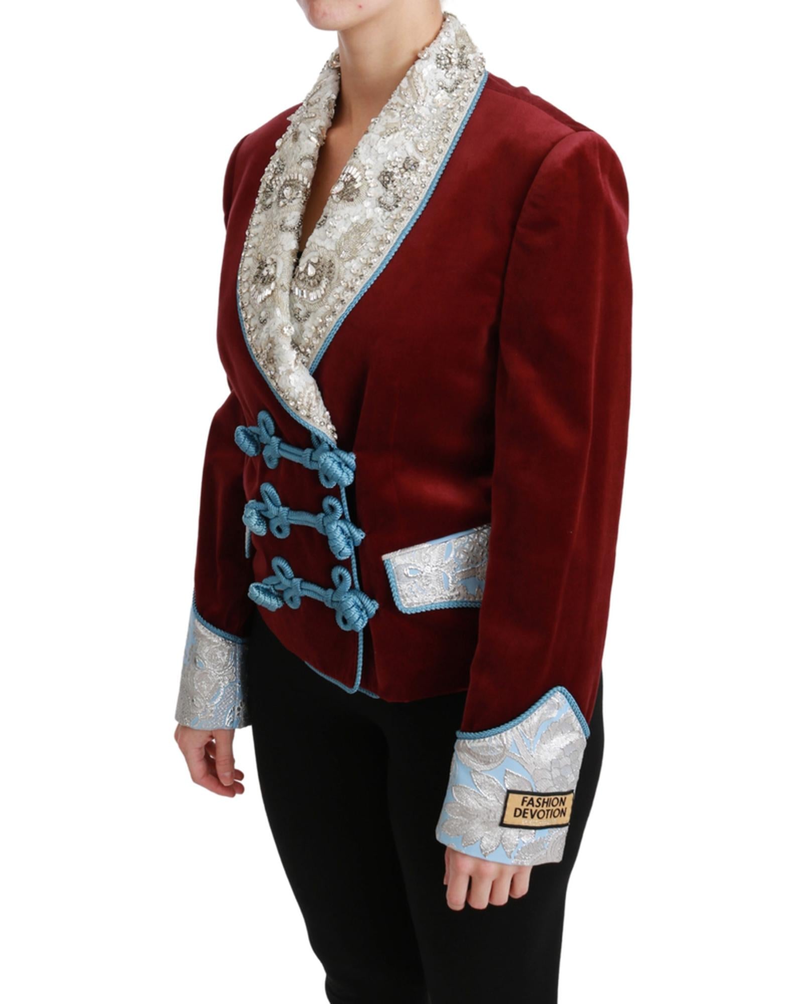 DOLCE &amp; GABBANA Double Breasted Blazer with Baroque Detailing 44 IT Women