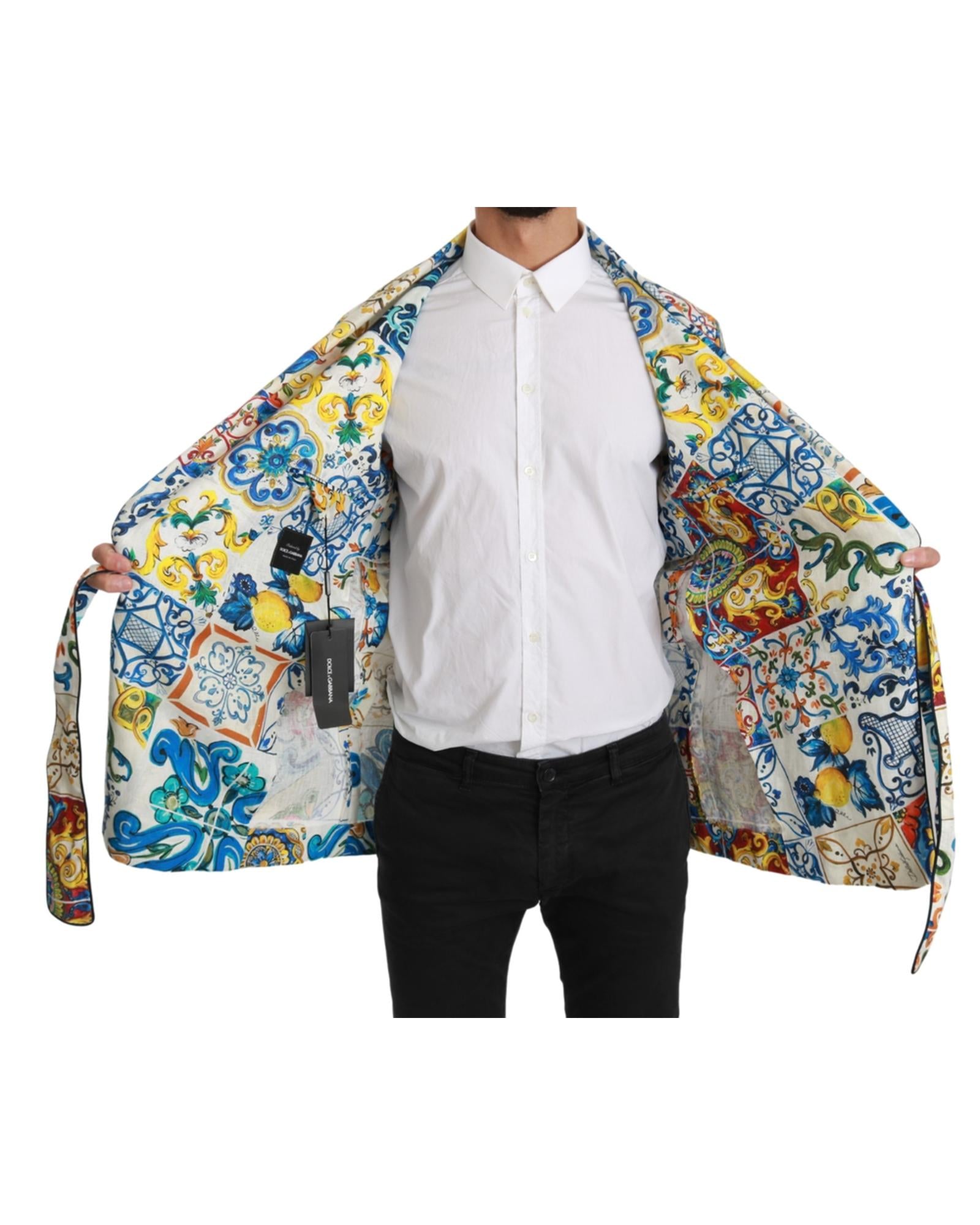 Dolce &amp; Gabbana Robe Jacket with Majolica Pattern 48 IT Men