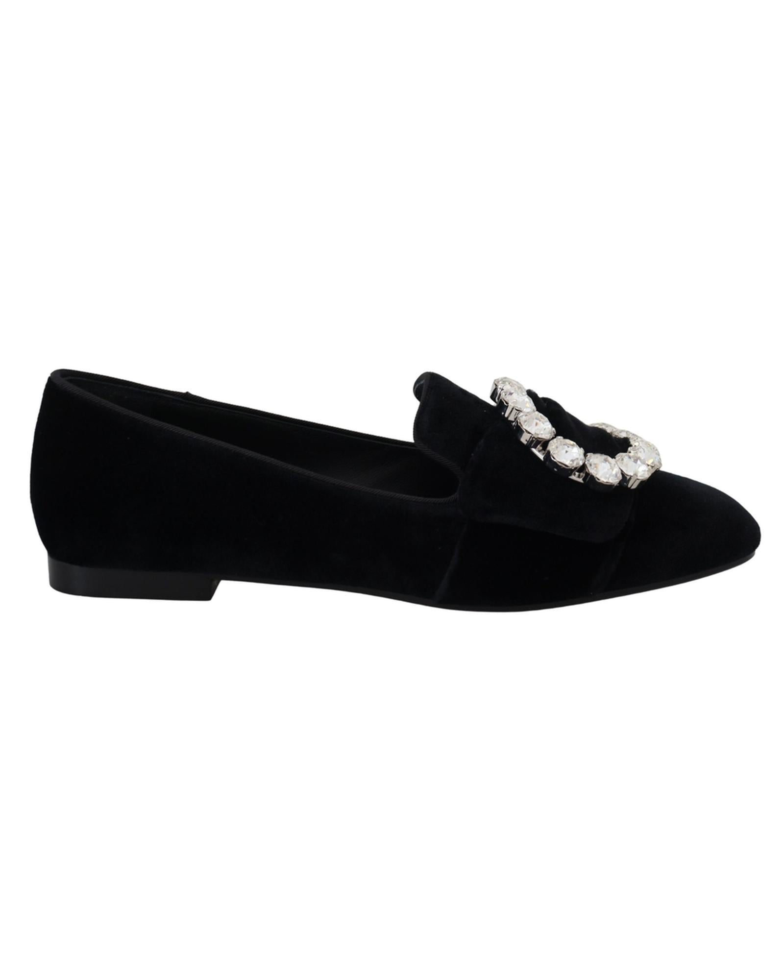 Black Crystal-Embellished Dolce &amp; Gabbana Loafers 37.5 EU Women