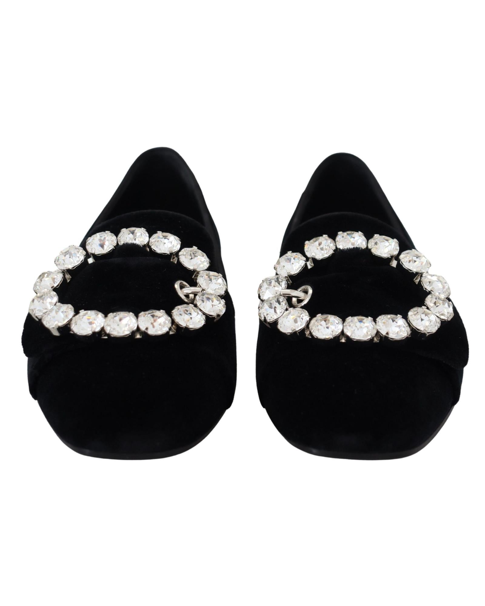 Black Crystal-Embellished Dolce &amp; Gabbana Loafers 37.5 EU Women