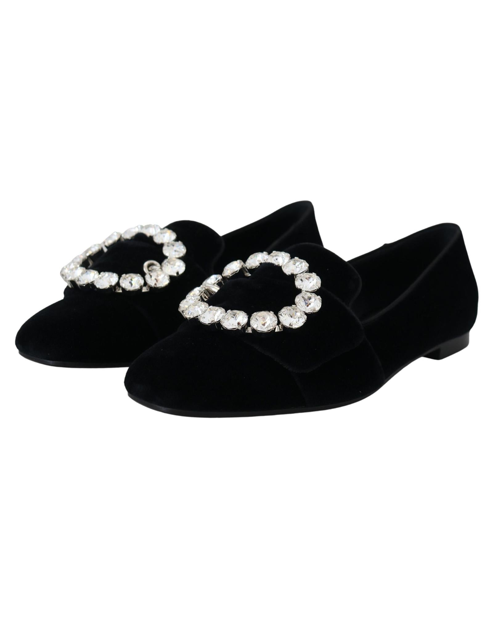 Black Crystal-Embellished Dolce &amp; Gabbana Loafers 37.5 EU Women