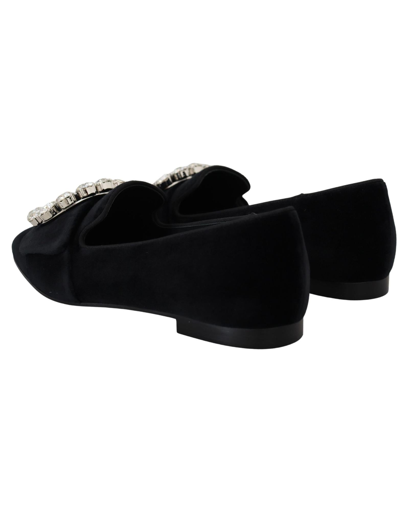 Black Crystal-Embellished Dolce &amp; Gabbana Loafers 37.5 EU Women
