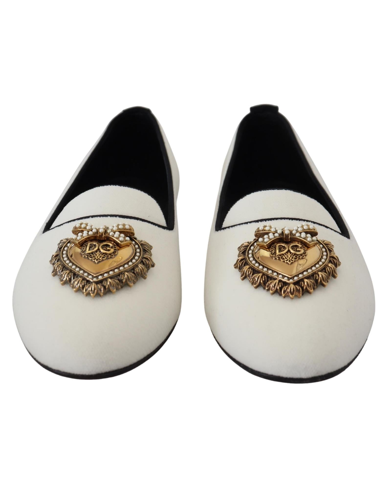 Brand New Dolce &amp; Gabbana Loafers with Gold Devotion Detail 36.5 EU Women
