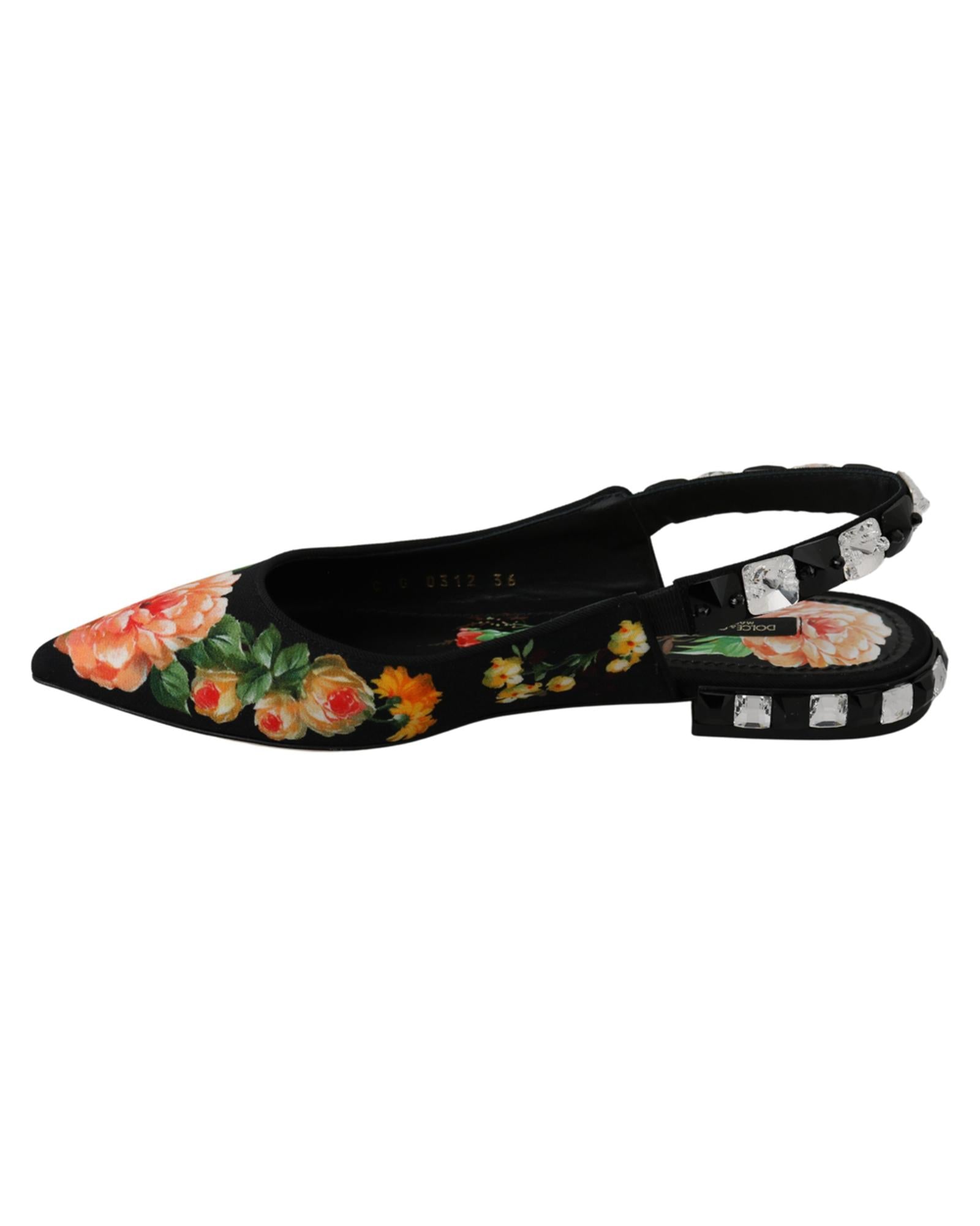 Dolce &amp; Gabbana Slingbacks Flats with Multicolor Floral Print 36 EU Women