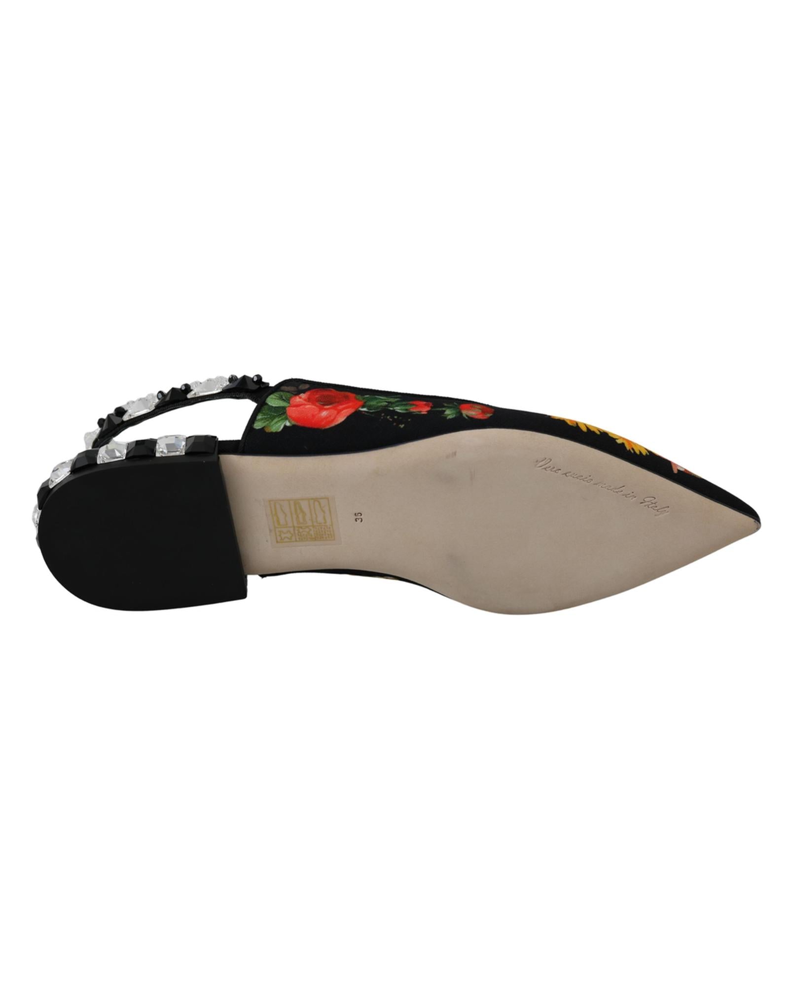 Dolce &amp; Gabbana Slingbacks Flats with Multicolor Floral Print 36 EU Women