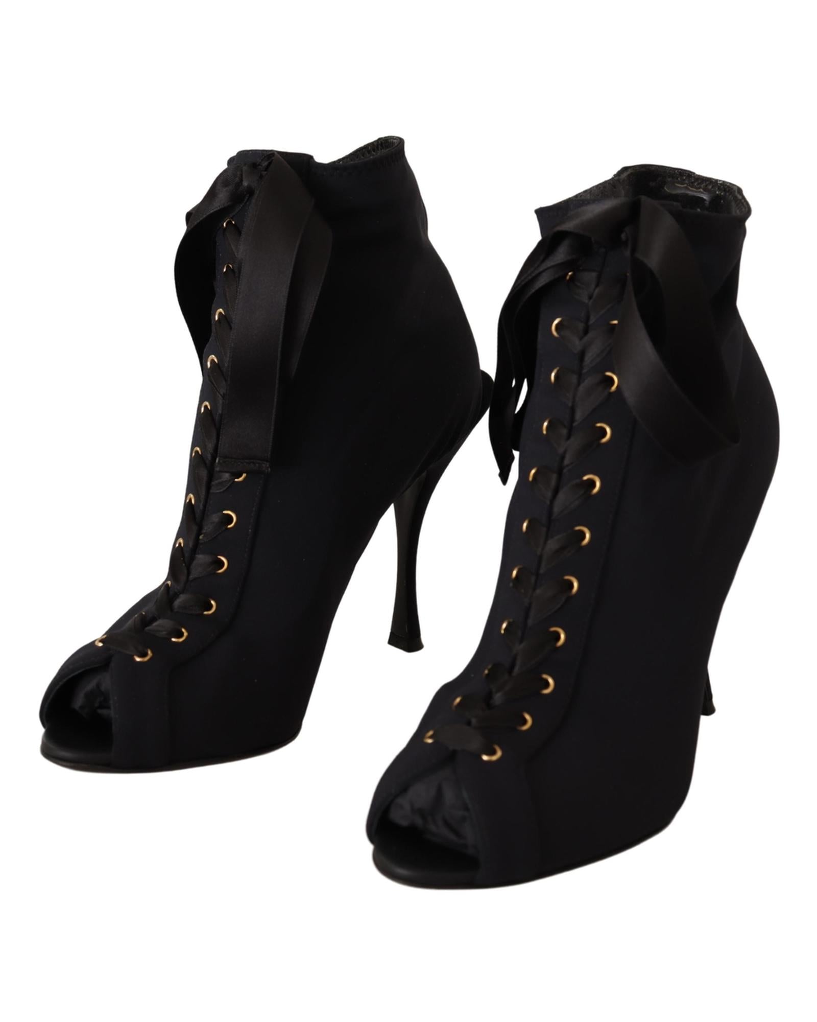 Dolce &amp; Gabbana Ankle Open Toe Heels Boots 36 EU Women