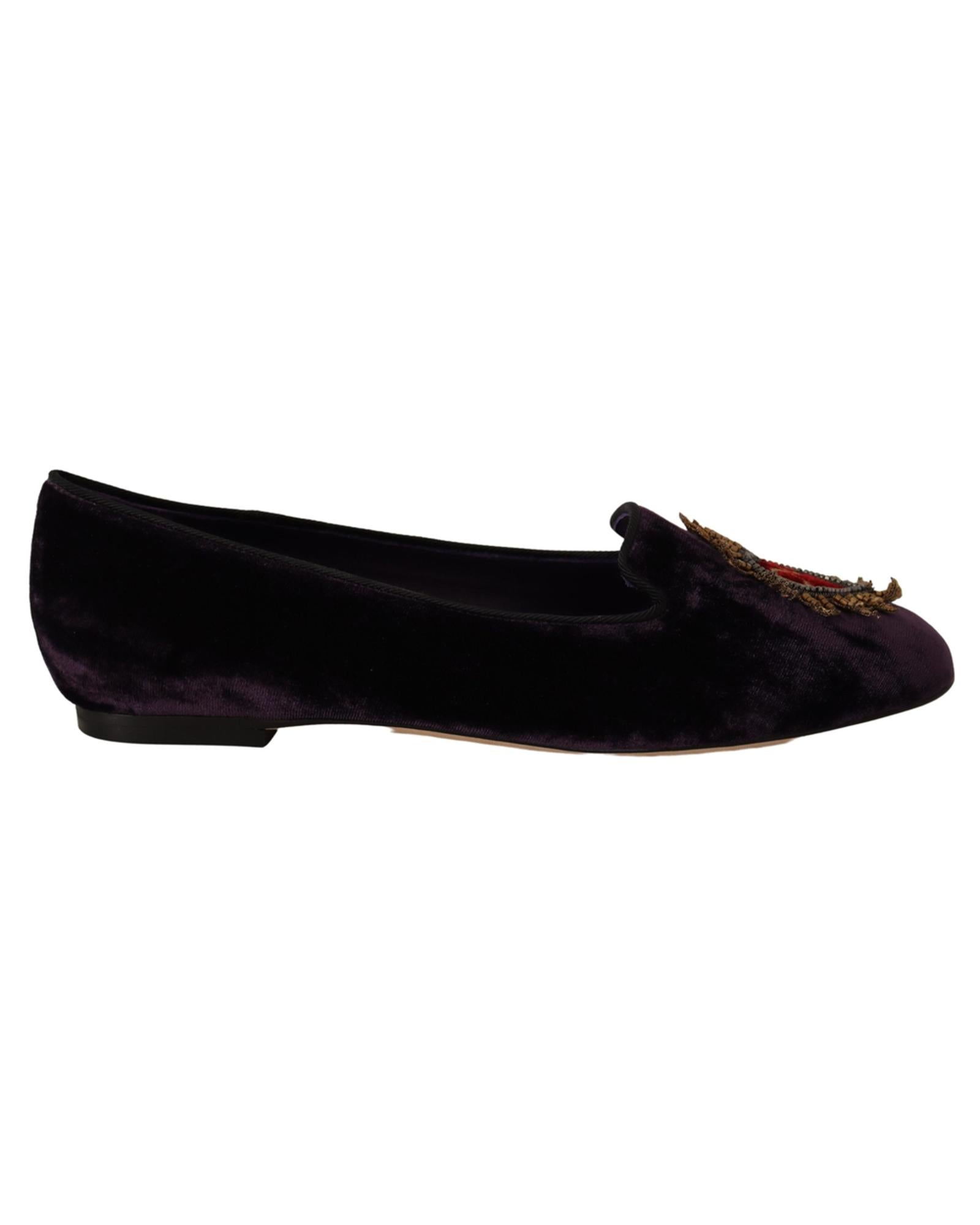 Dolce &amp; Gabbana Jacquard Loafers Flats with DG Heart Appliques 36 EU Women