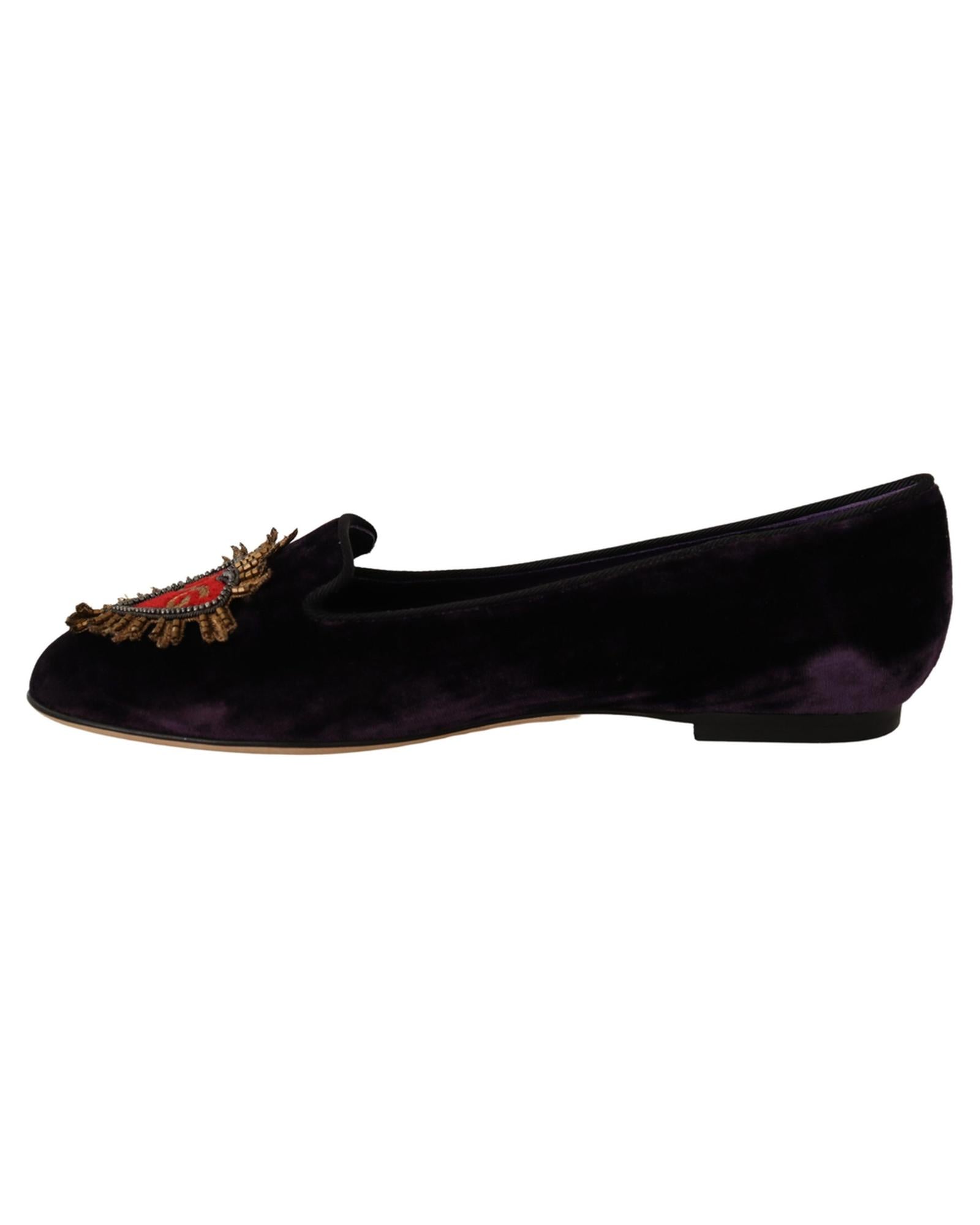 Dolce &amp; Gabbana Jacquard Loafers Flats with DG Heart Appliques 36 EU Women