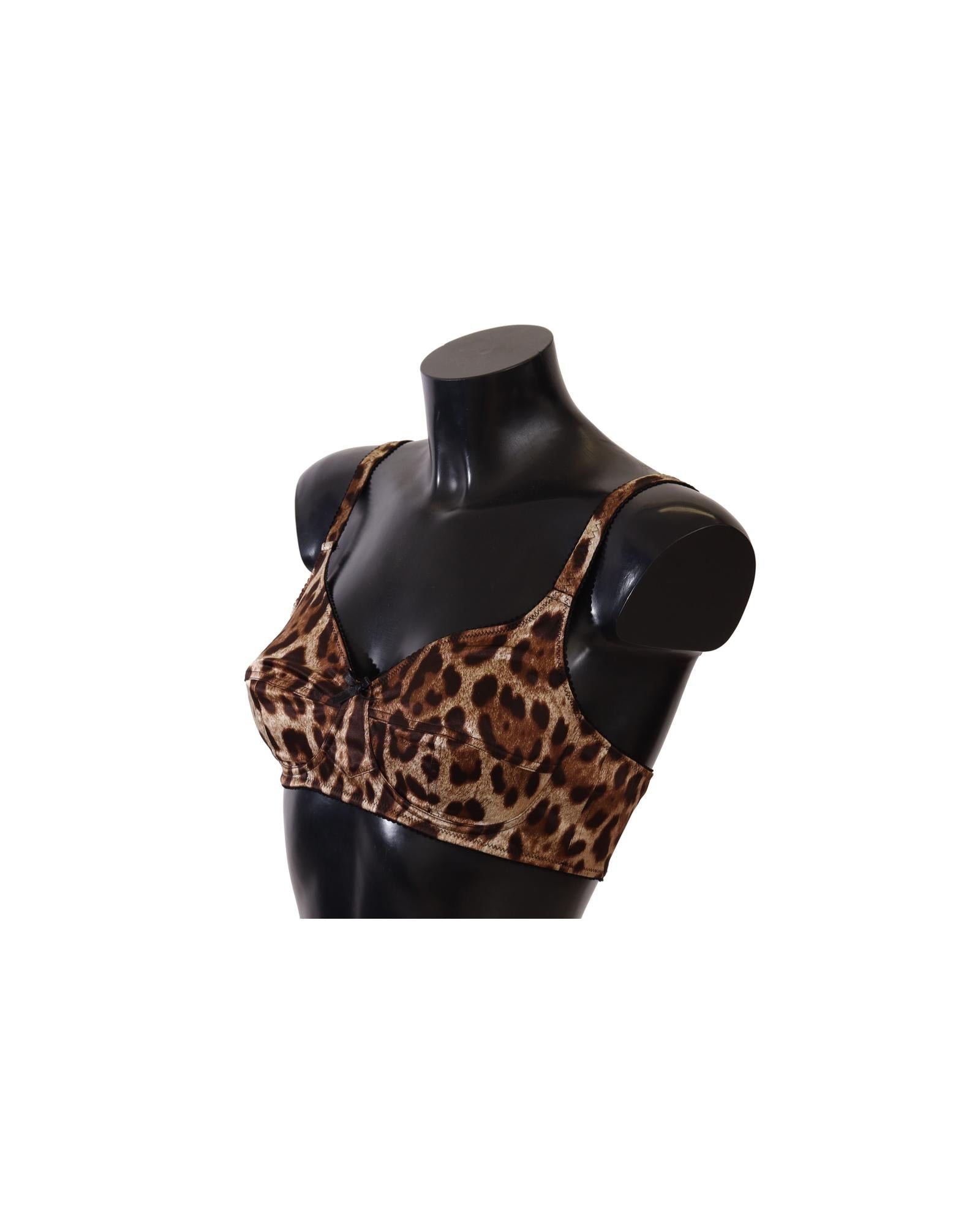 Brand New Dolce &amp; Gabbana Leopard Print Silk Bra 3 IT Women