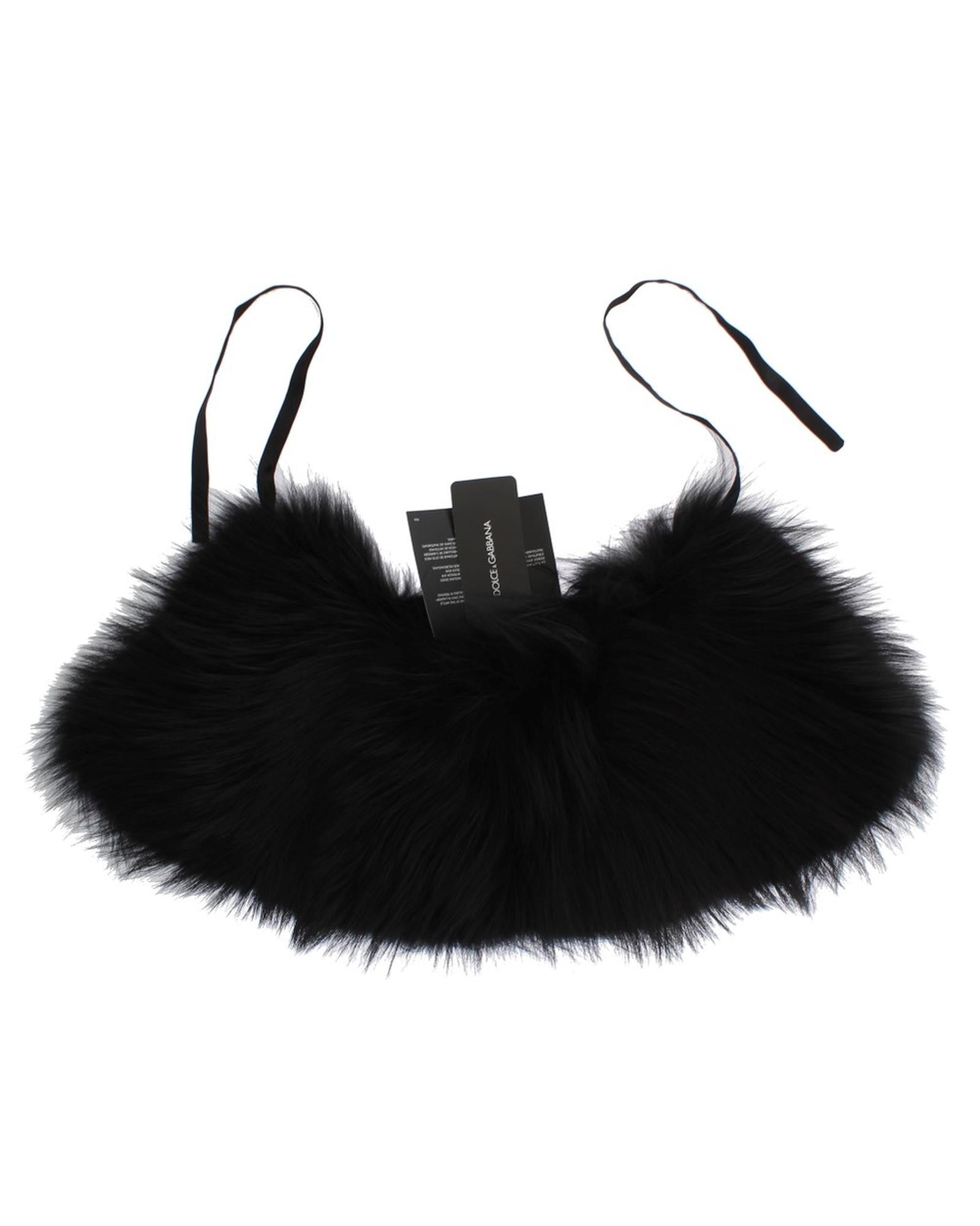 Black Fox Fur Shoulder Wrap by Dolce &amp; Gabbana 40 IT Women