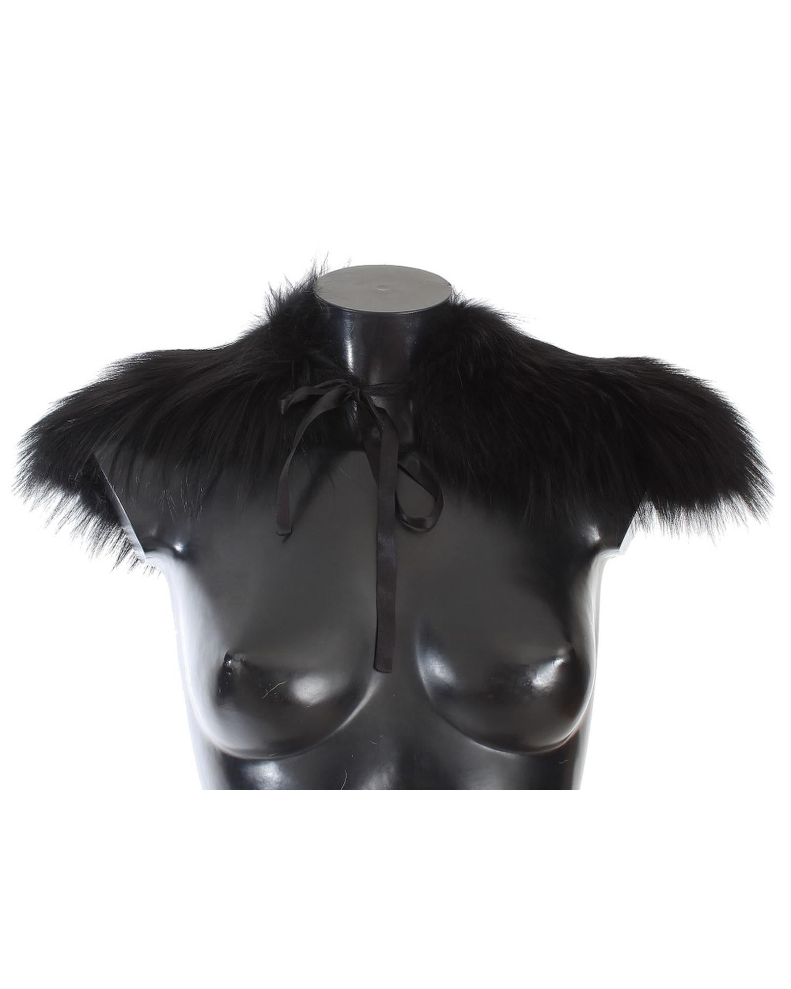 Black Fox Fur Shoulder Wrap by Dolce &amp; Gabbana 38 IT Women