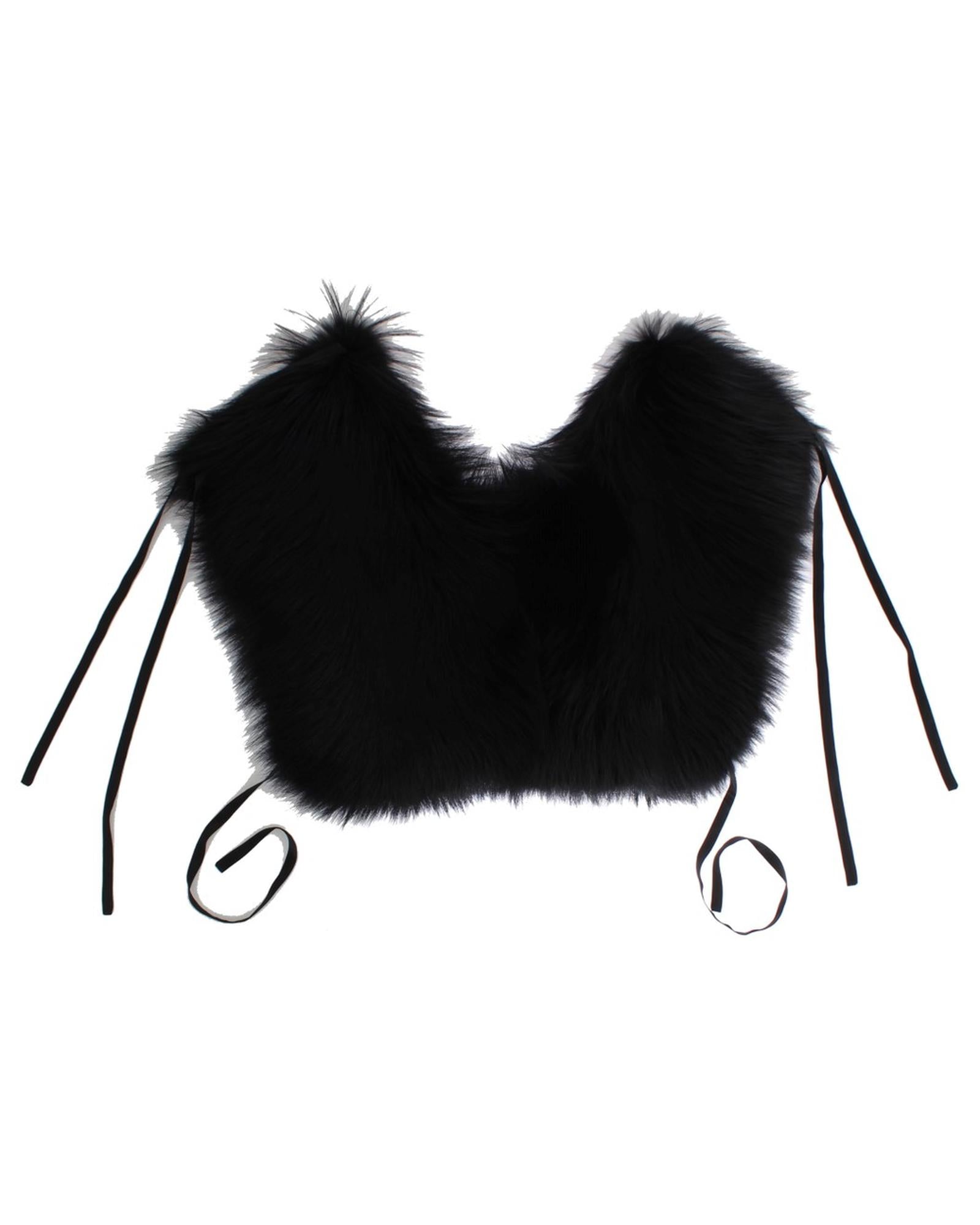Dolce &amp; Gabbana Black Fox Fur Shoulder Wrap S Women