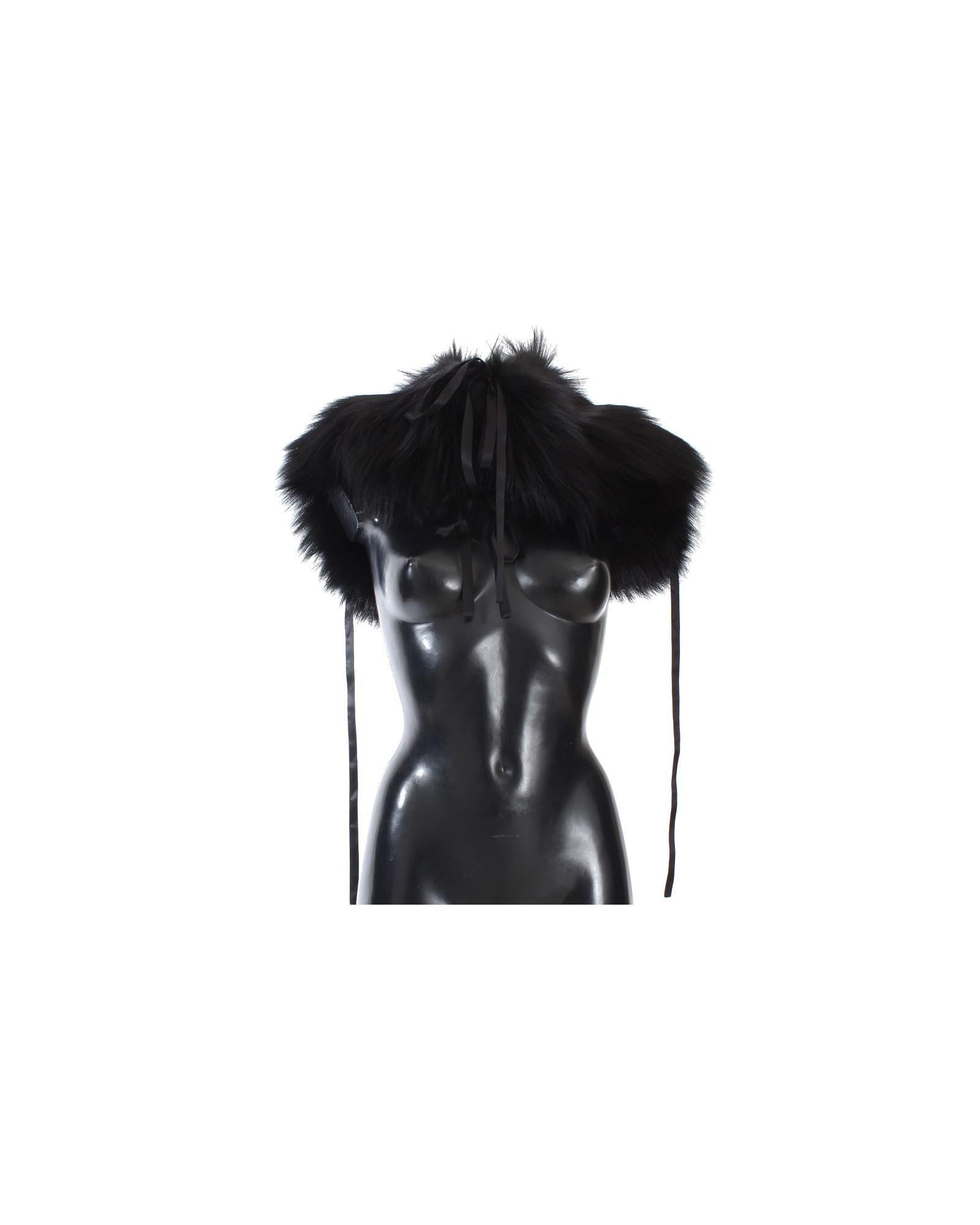 Dolce &amp; Gabbana Black Fox Fur Shoulder Wrap M Women