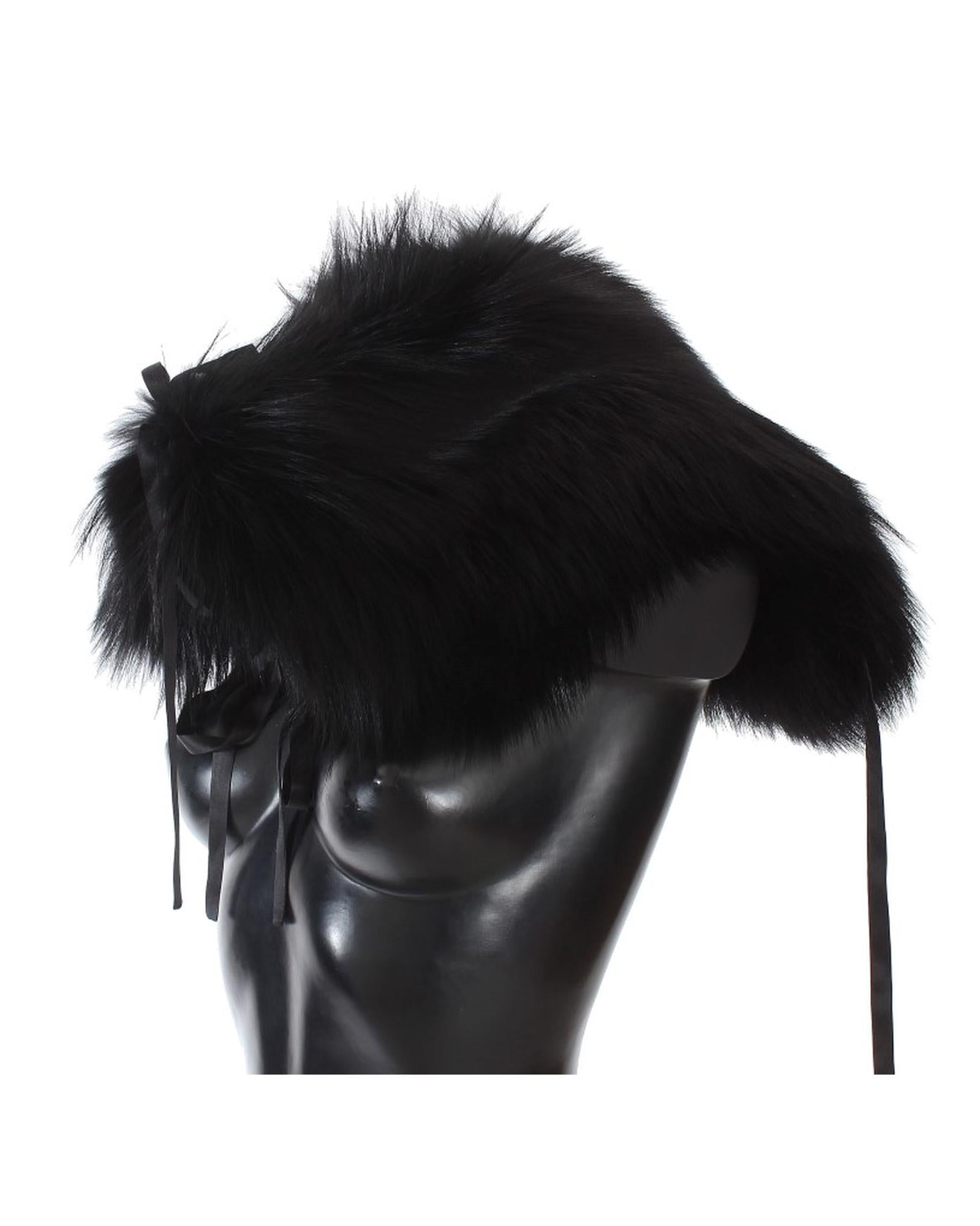 Dolce &amp; Gabbana Black Fox Fur Shoulder Wrap M Women