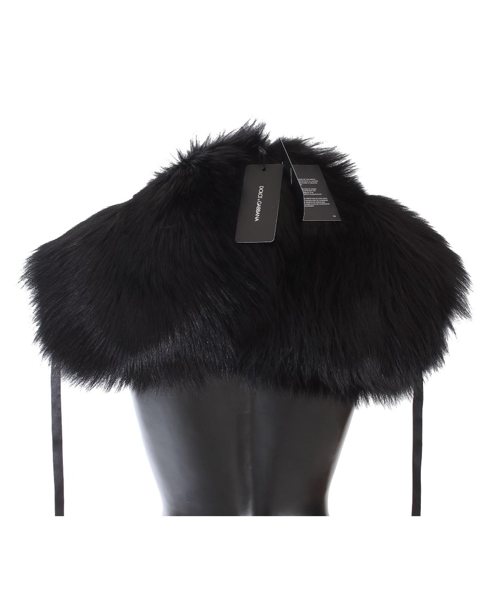 Dolce &amp; Gabbana Black Fox Fur Shoulder Wrap M Women