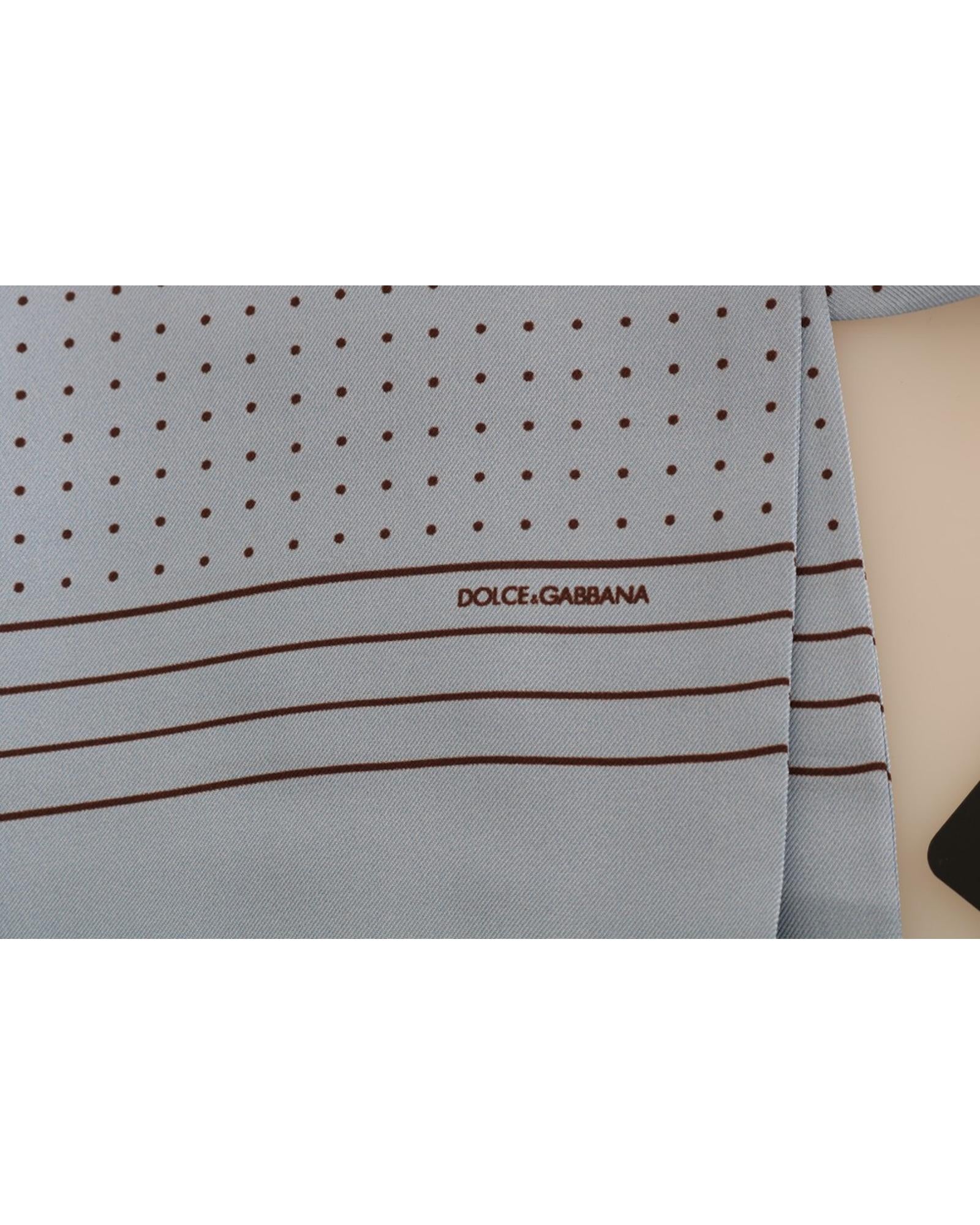 Dolce &amp; Gabbana Blue Silk Polka Dot Fringed Scarf One Size Men