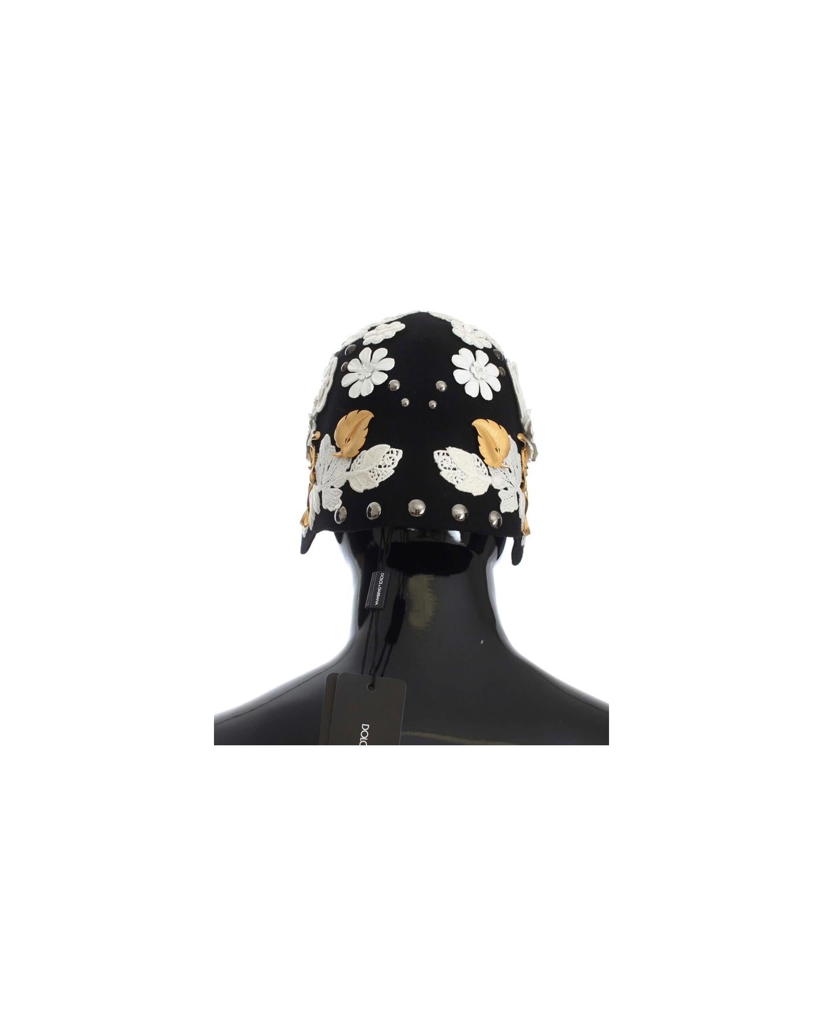 Dolce &amp; Gabbana Womens Cloche Hat with Sicily Inspired Floral Motive One Size Women