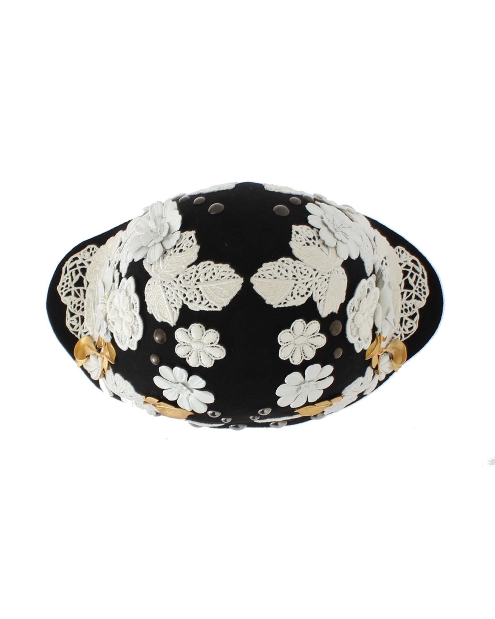 Dolce &amp; Gabbana Womens Cloche Hat with Sicily Inspired Floral Motive One Size Women