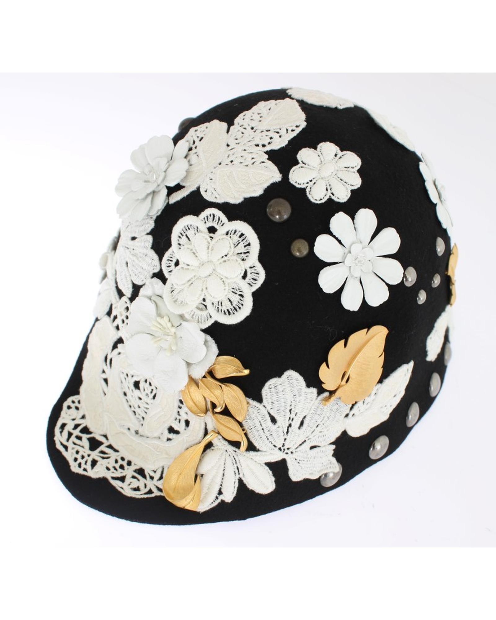 Dolce &amp; Gabbana Womens Cloche Hat with Sicily Inspired Floral Motive One Size Women