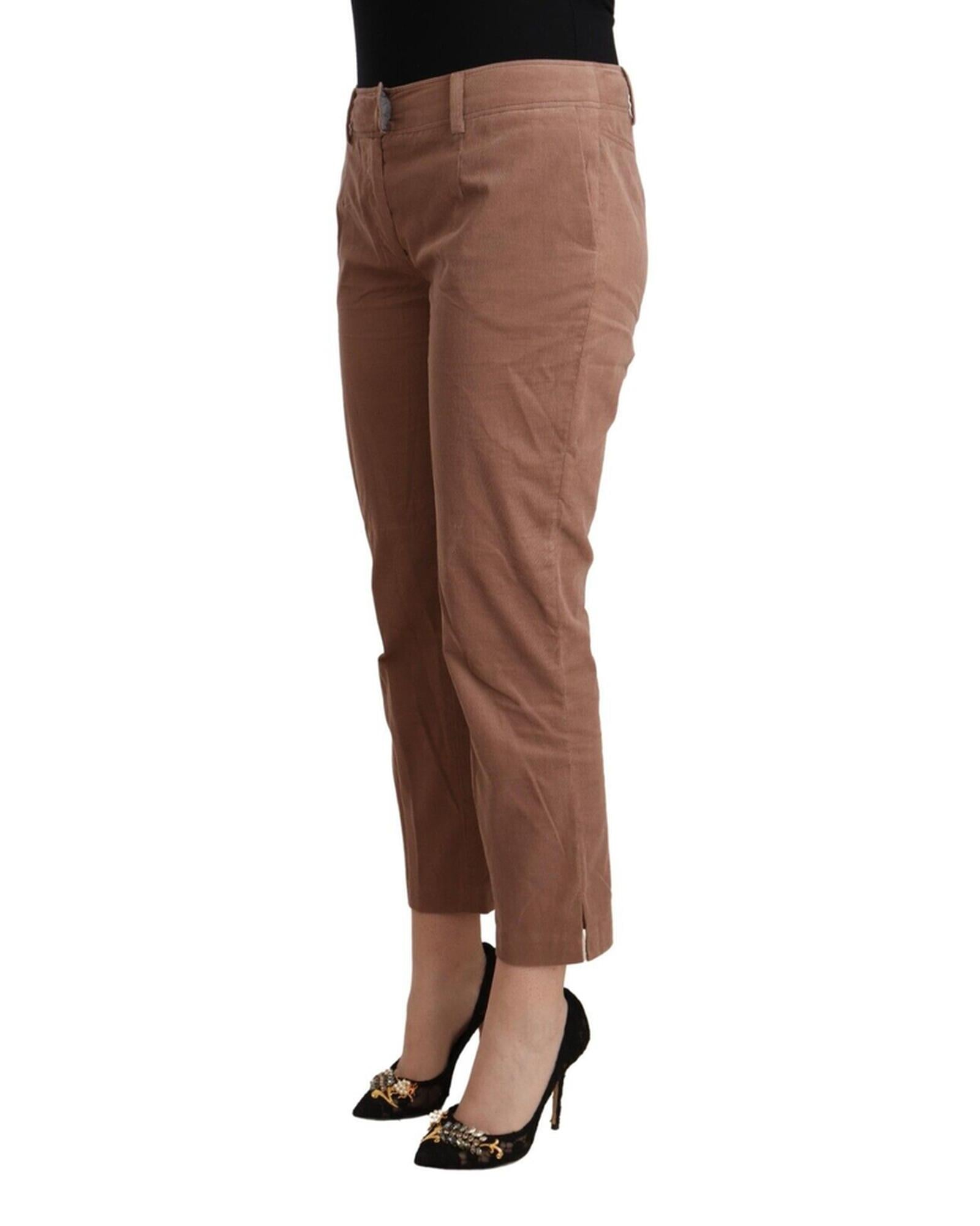 100% Authentic C&#8217;N&#8217;C COSTUME NATIONAL Mid Waist Cotton Tapered Cropped Pants with Logo Details 44 IT Women