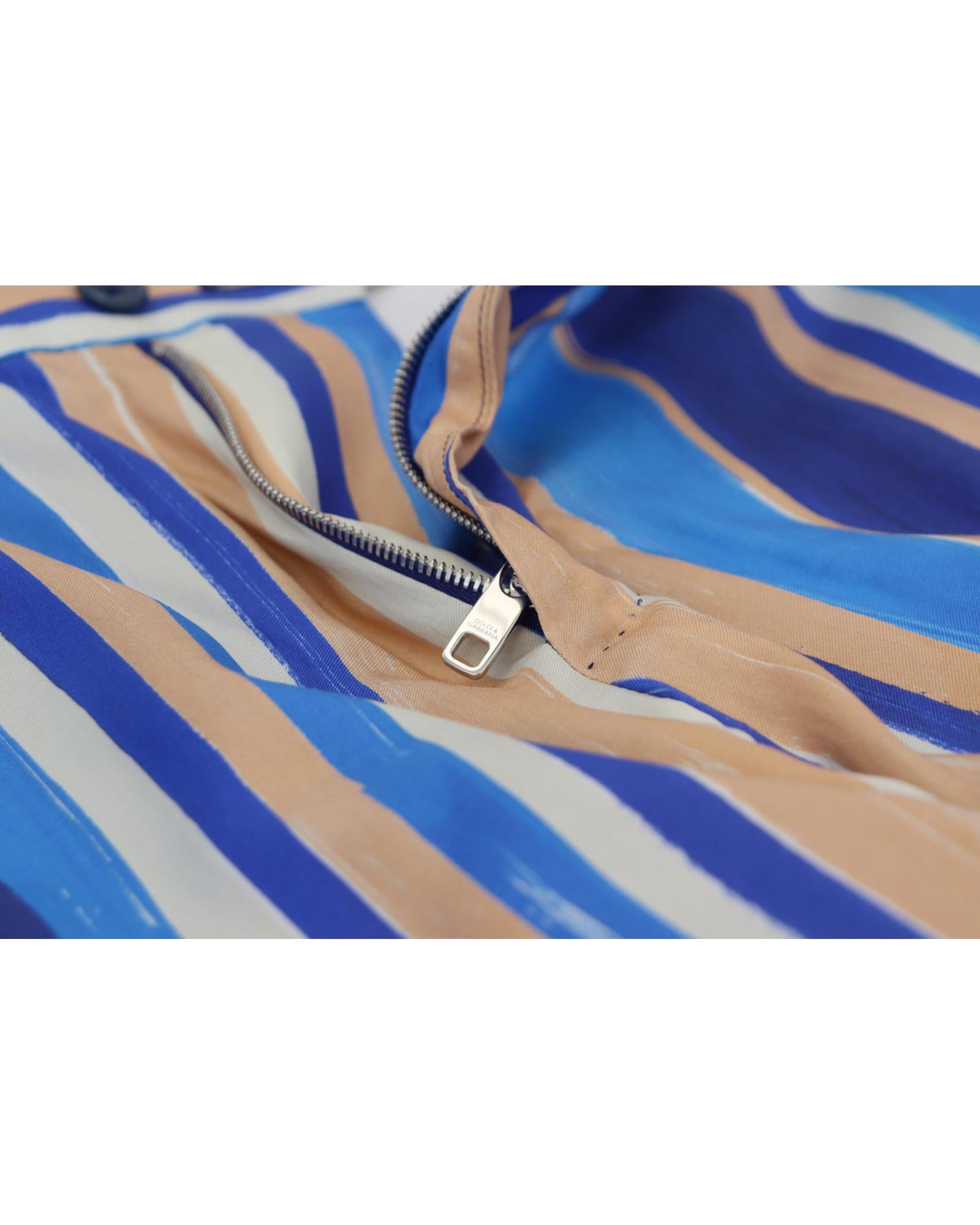 DOLCE &amp; GABBANA Mens Slim Fit Blue Striped Trousers 46 IT Men
