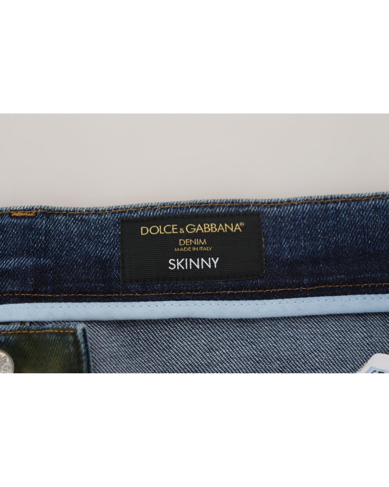 New Dolce &amp; Gabbana Skinny Denim Pants with Logo Details 44 IT Men