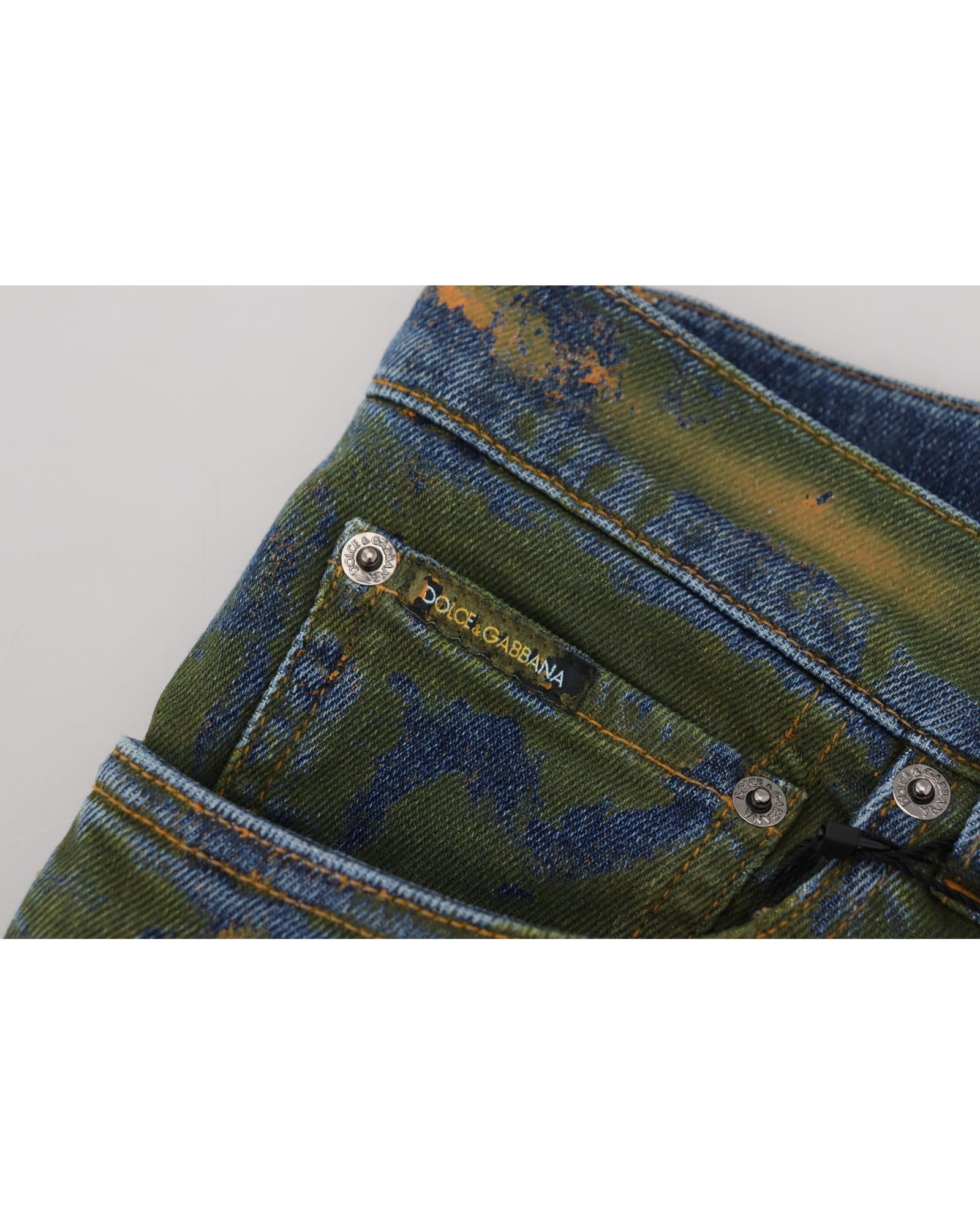 New Dolce &amp; Gabbana Skinny Denim Pants with Logo Details 46 IT Men