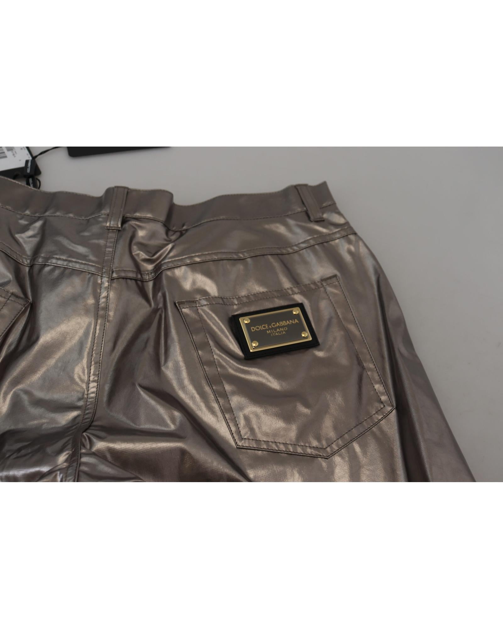 Dolce &amp; Gabbana Metallic Pants with Logo Details 46 IT Men
