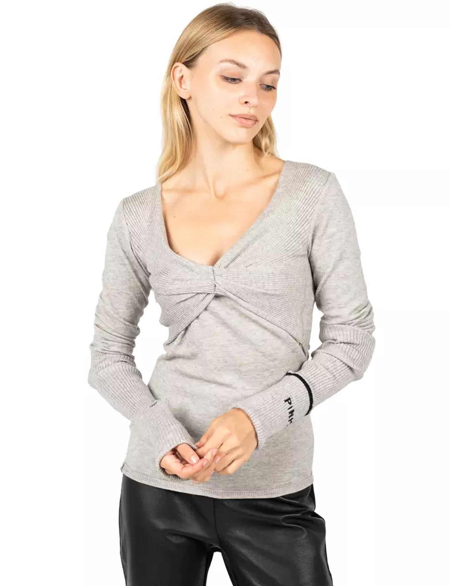 Viscose Blend V-Neck Sweater with Crossed Chest Details XS Women