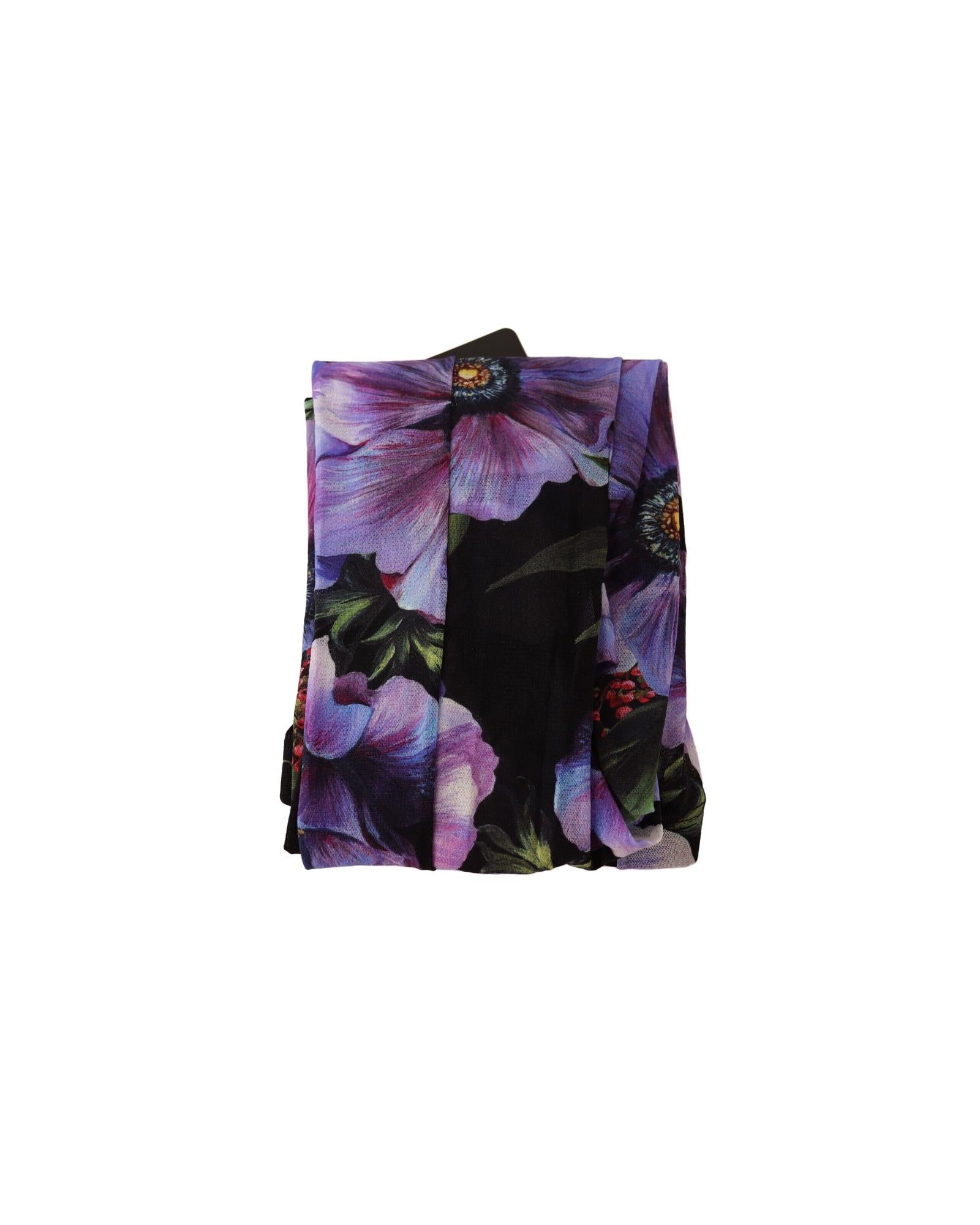 Floral Print Nylon Micro Mesh Tights by Dolce &amp; Gabbana M Women