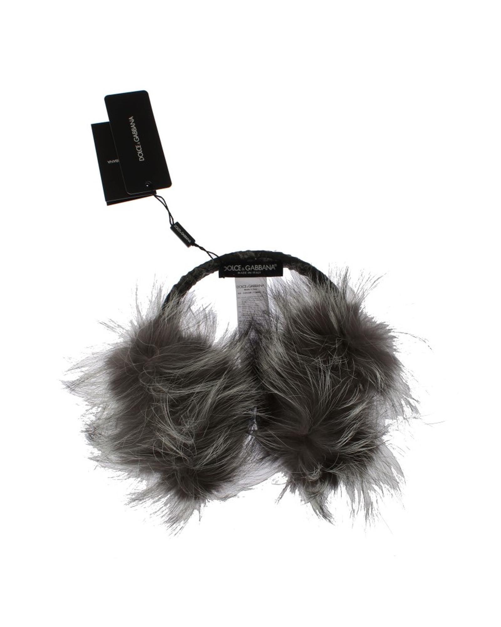 Dolce &amp; Gabbana Crystal Fox Fur Earmuffs One Size Women