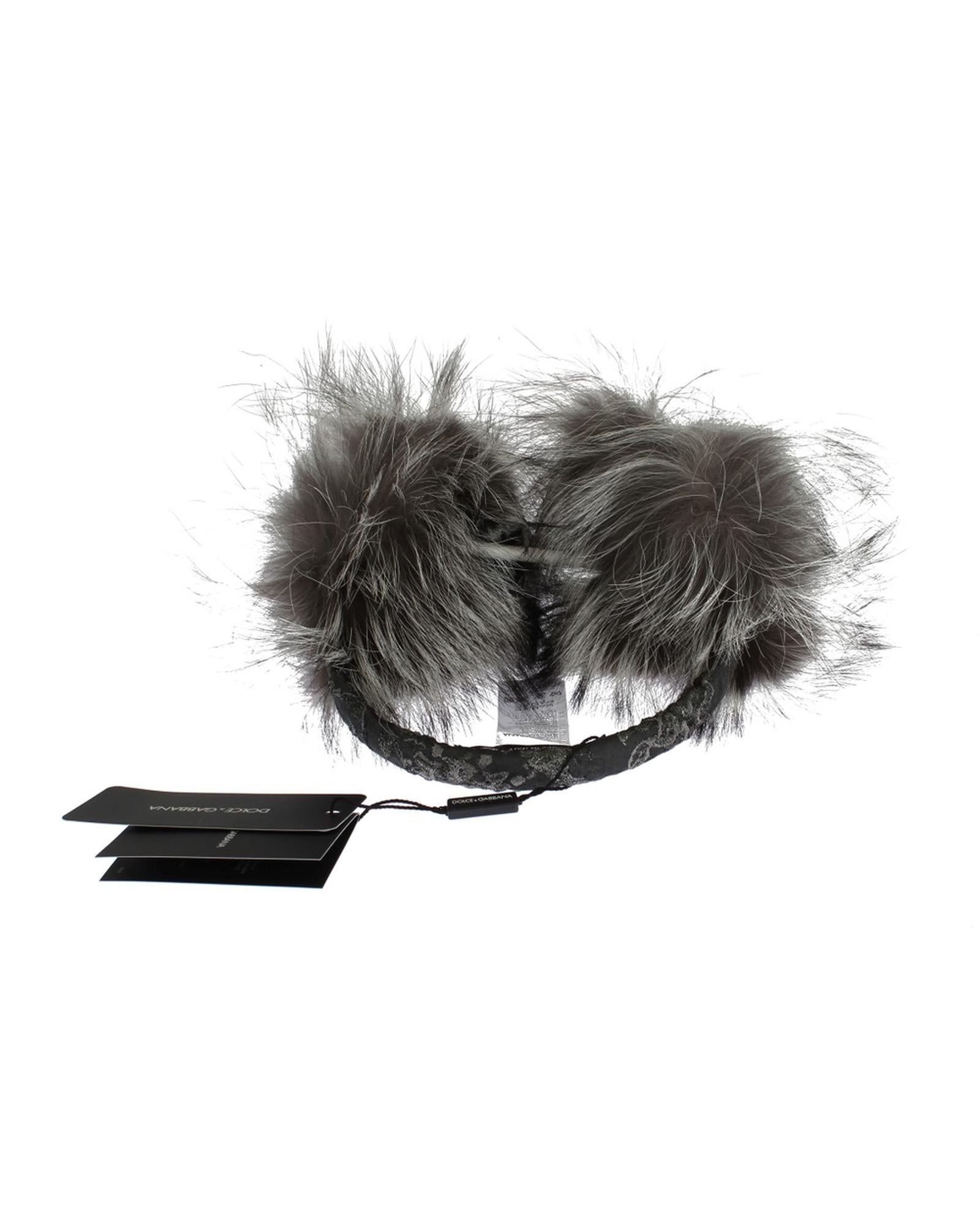 Dolce &amp; Gabbana Crystal Fox Fur Earmuffs One Size Women