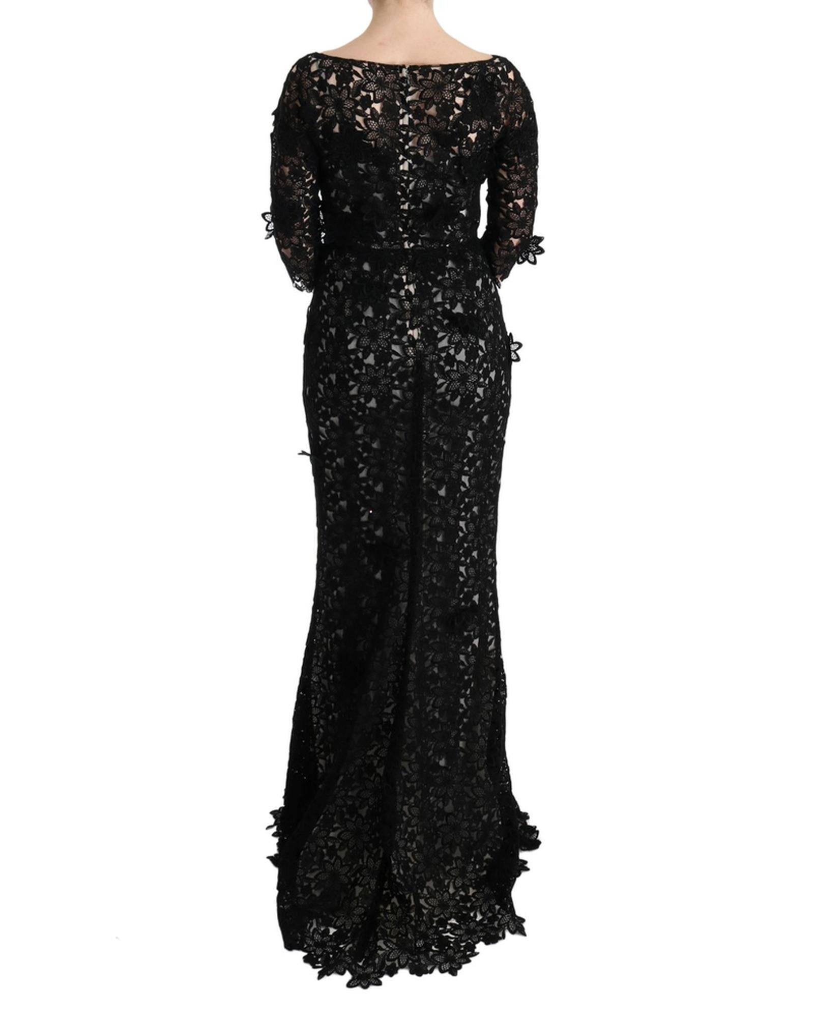 Gorgeous Dolce &amp; Gabbana Full Length Maxi Shift Dress with Floral Applique Ricamo 38 IT Women