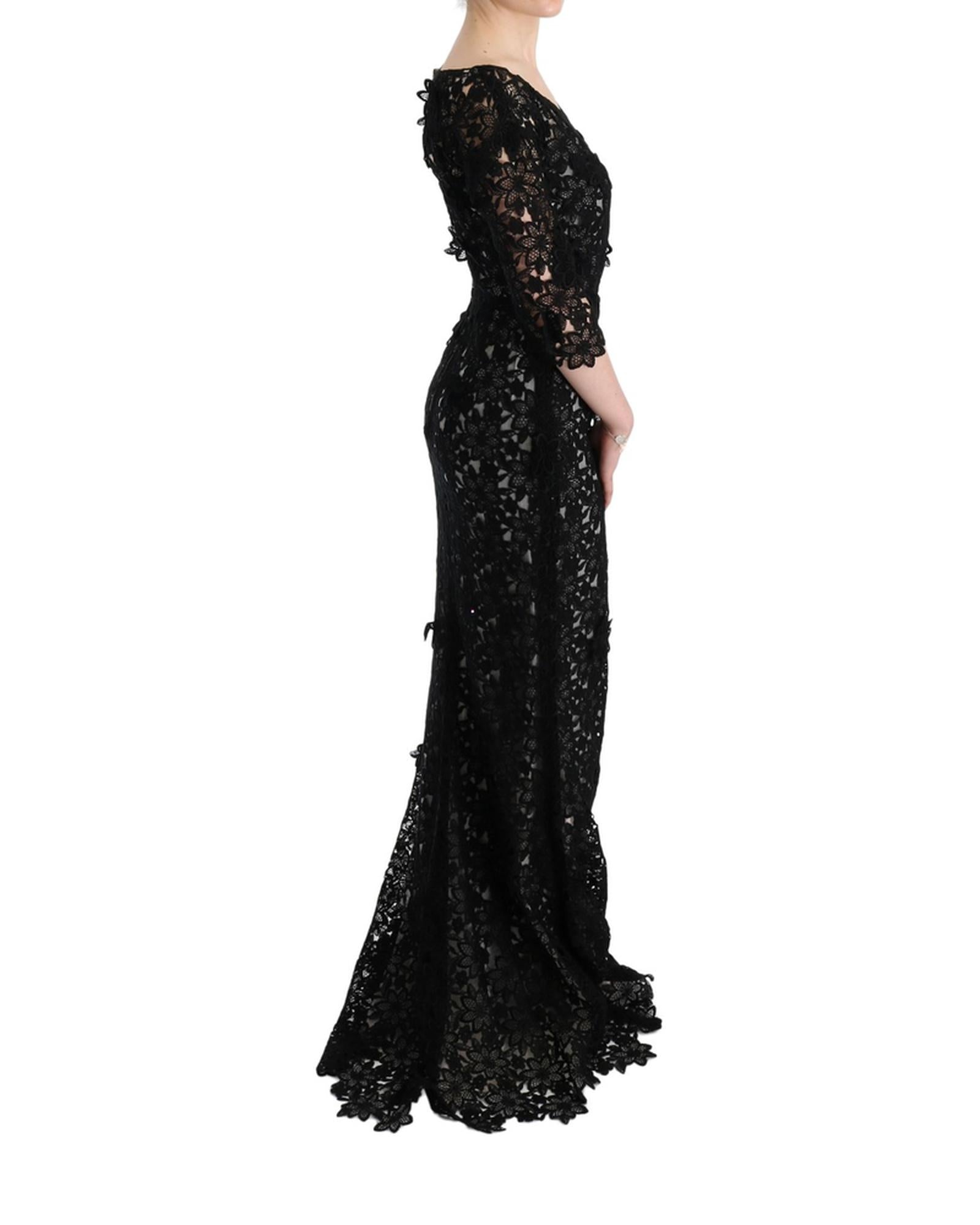 Gorgeous Dolce &amp; Gabbana Full Length Maxi Shift Dress with Floral Applique Ricamo 38 IT Women