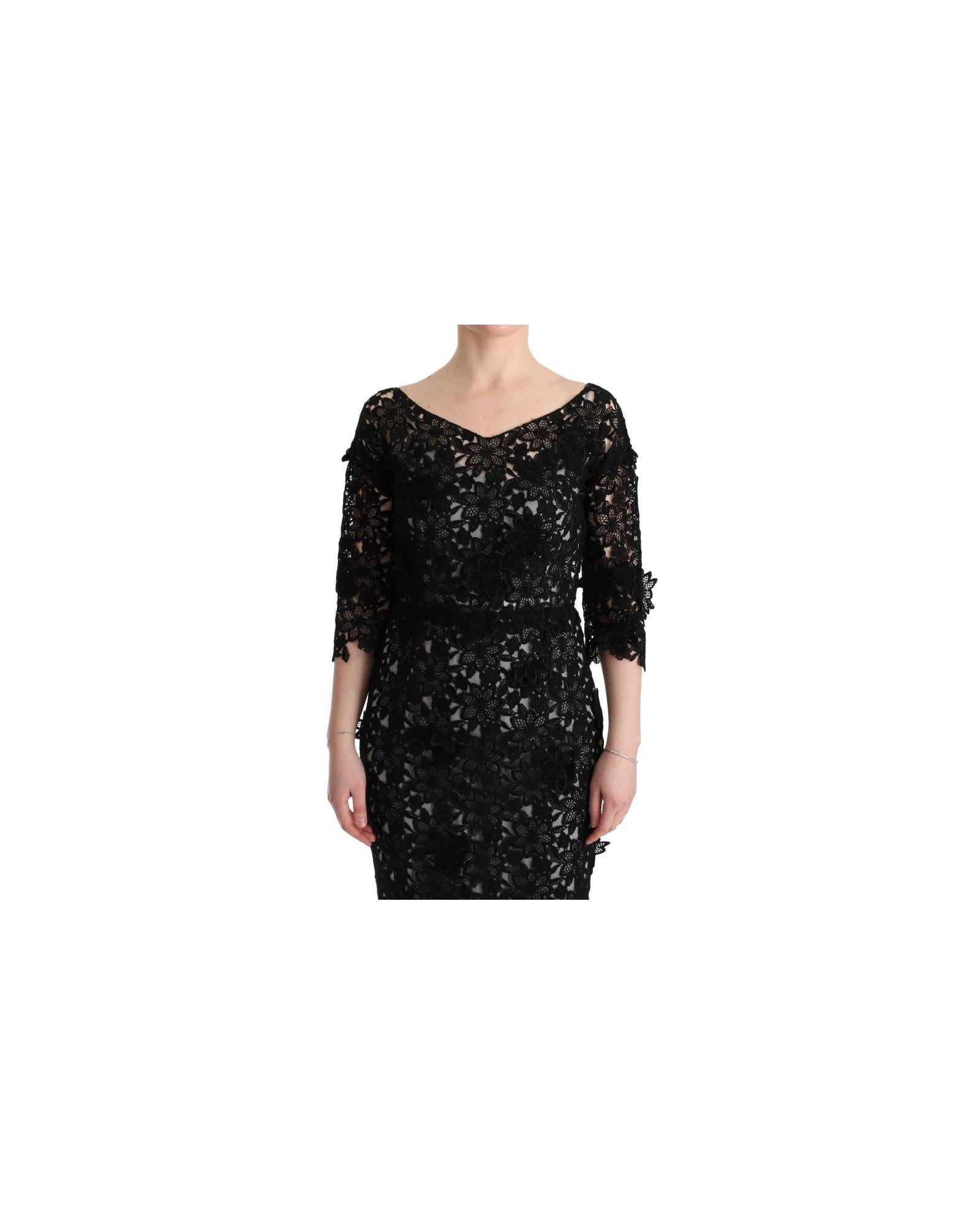 Gorgeous Dolce &amp; Gabbana Full Length Maxi Shift Dress with Floral Applique Ricamo 38 IT Women