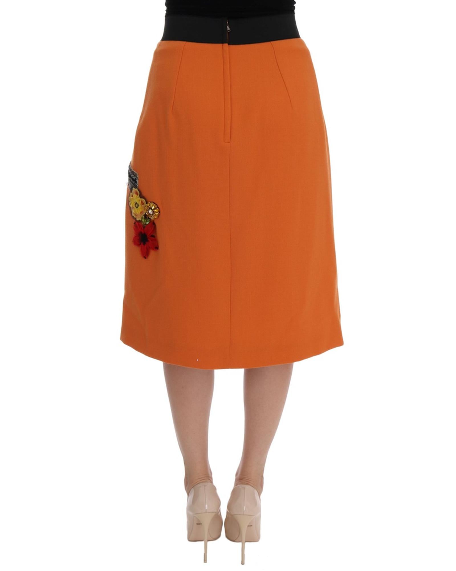 Gorgeous Dolce &amp; Gabbana Below Knee Skirt with Strass Pisa Tower and Apollo Statue Applique 36 IT Women