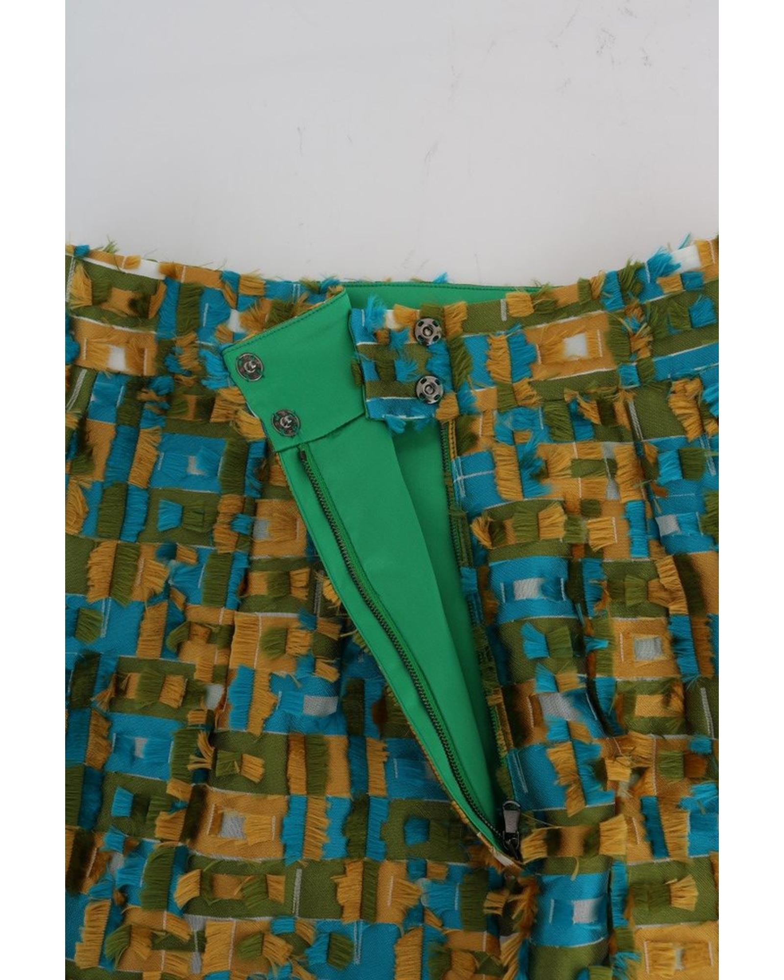 Dolce &amp; Gabbana Green Jacquard High Waist Pencil Skirt 42 IT Women
