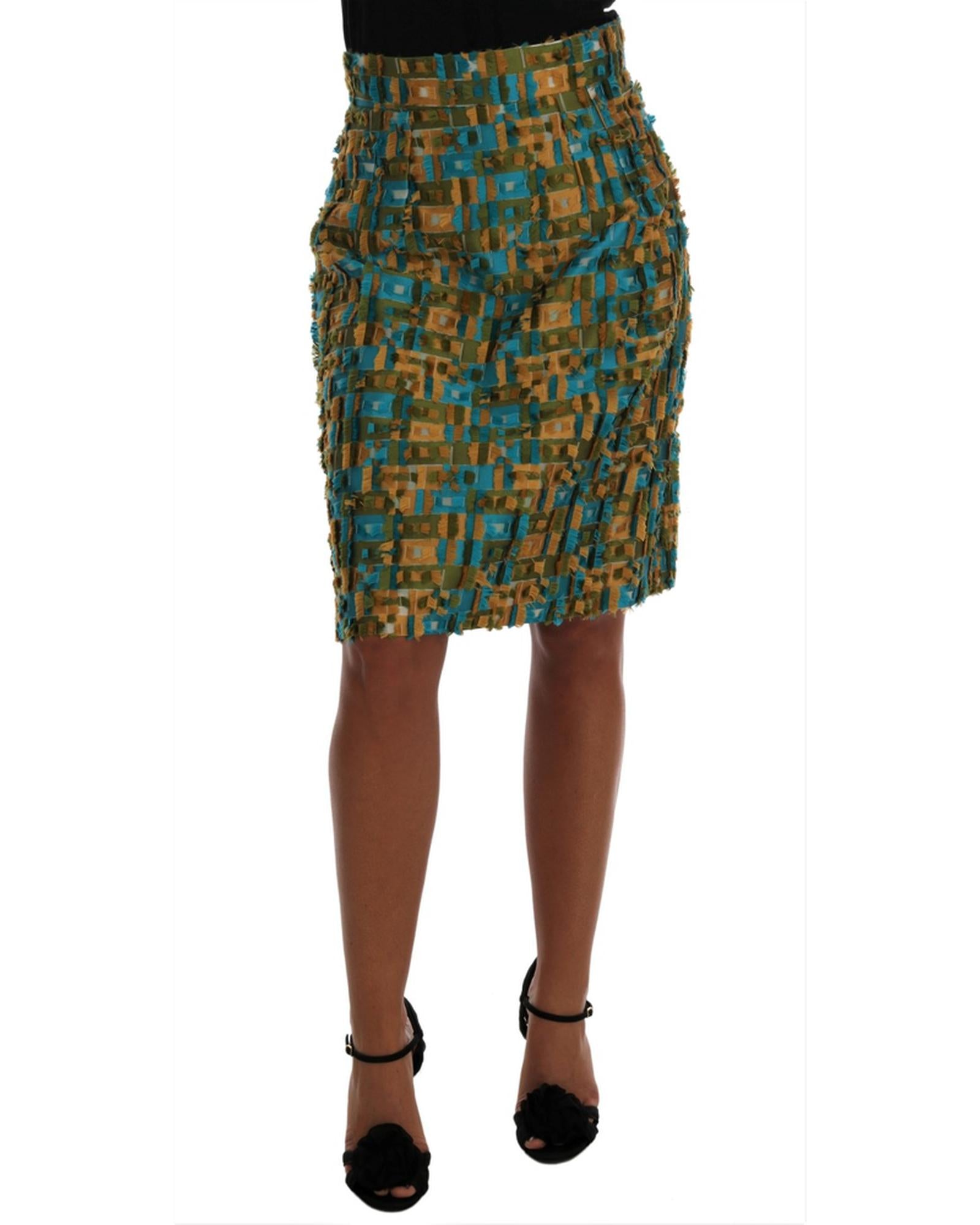 Dolce &amp; Gabbana Green Jacquard High Waist Pencil Skirt 40 IT Women